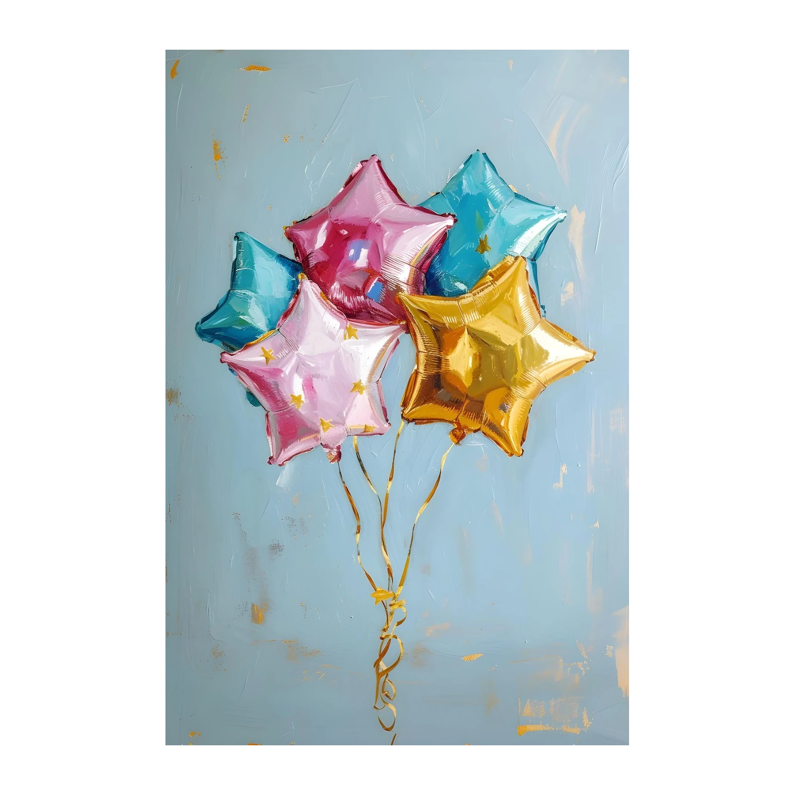 Whimsical Star Balloons Wall Art for Celebration