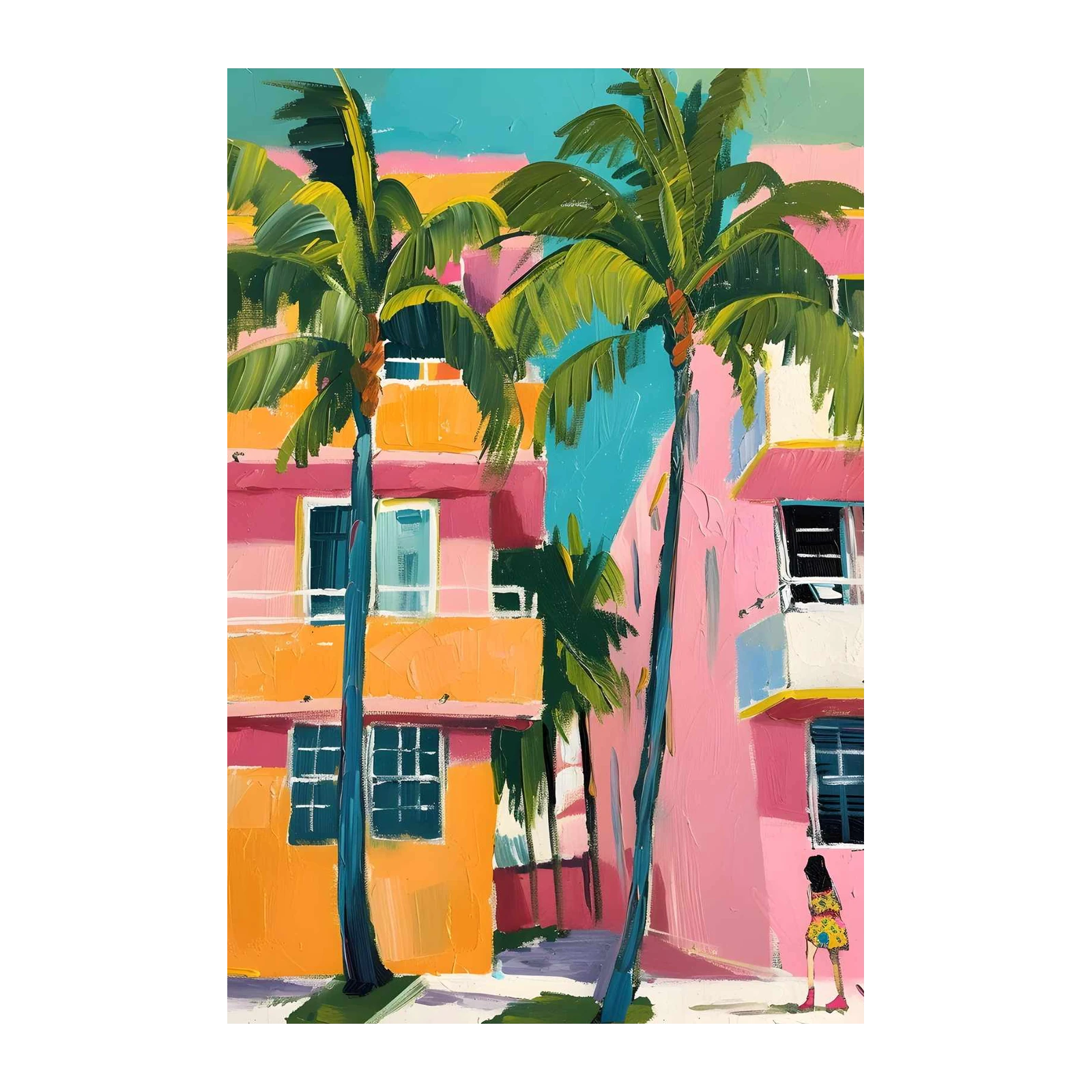 Vibrant Miami Beach Palm Trees Wall Art