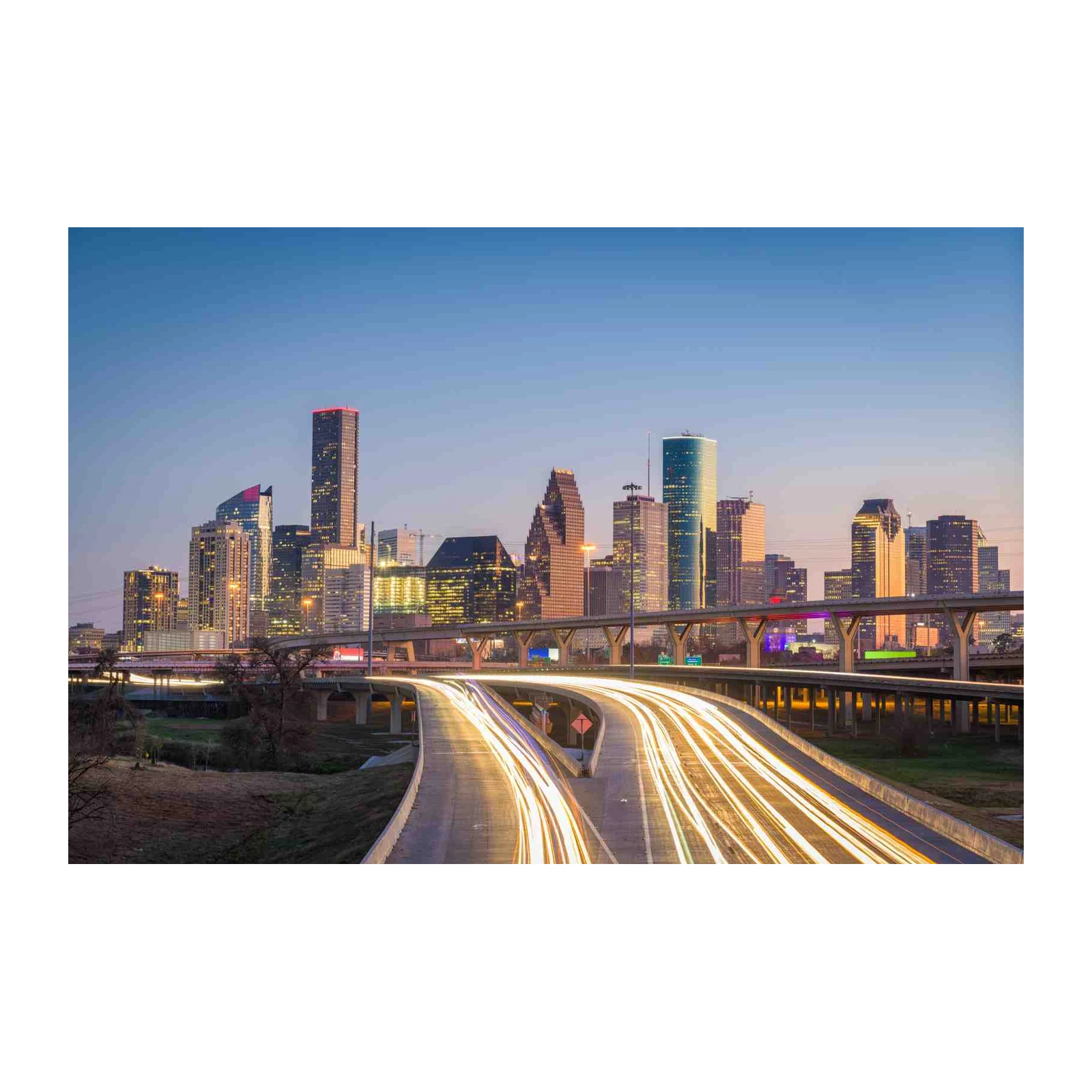 Houston Skyline Night Cityscape Wall Art