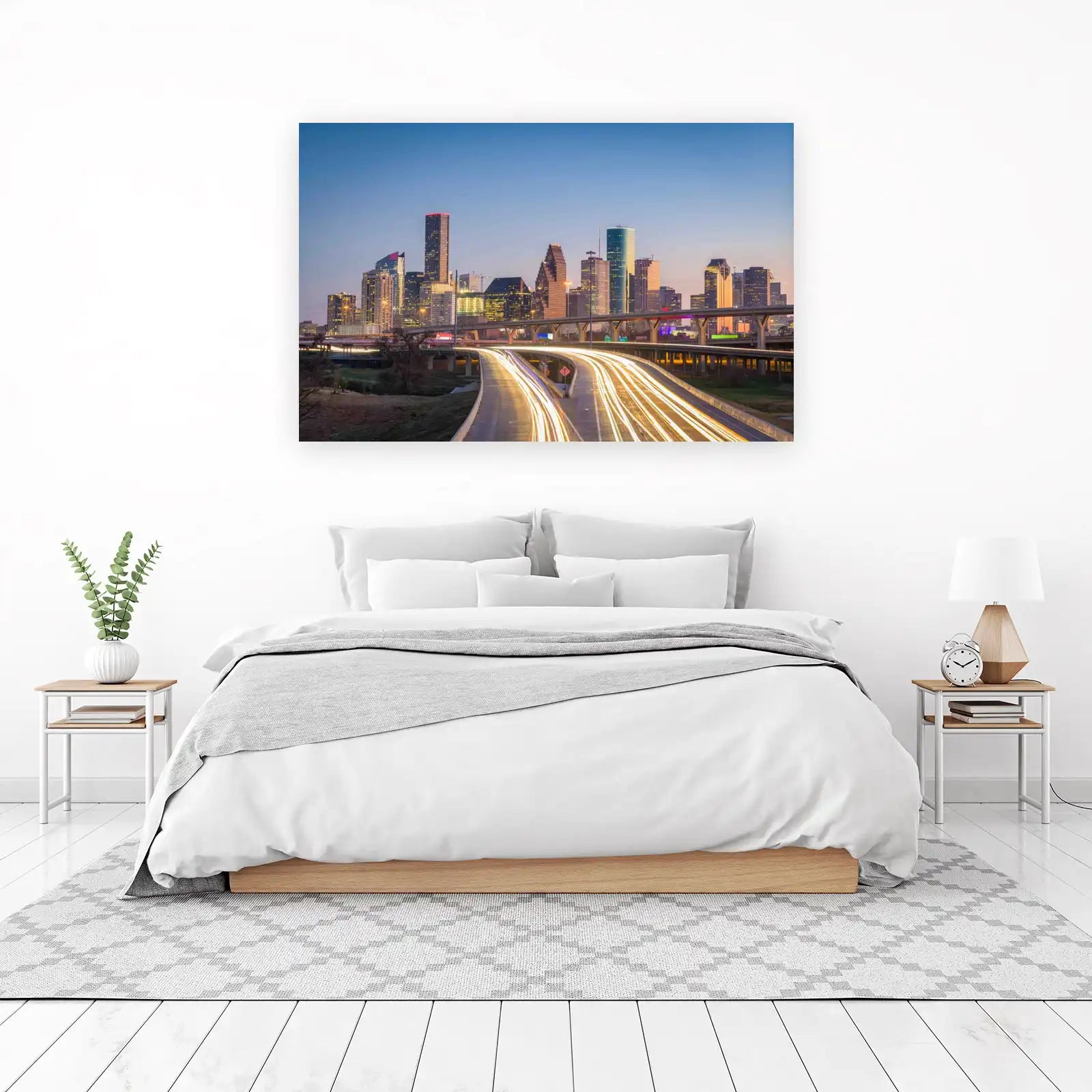 Houston Skyline Night Cityscape Wall Art