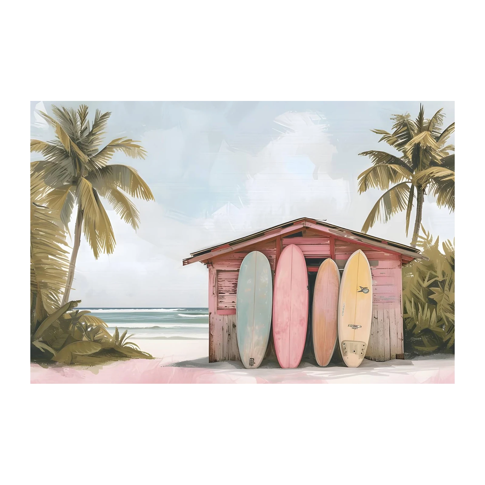 Vintage Beach Surf Shack Wall Art