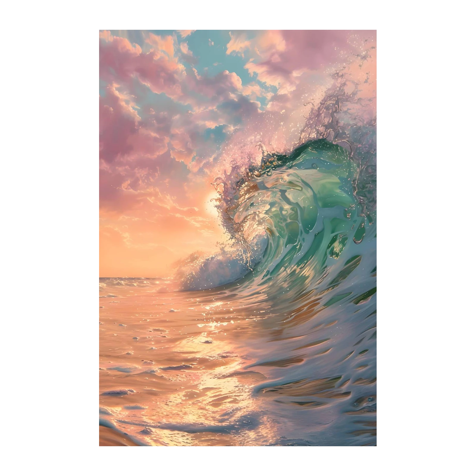 Sunset Ocean Wave Dreamscape Wall Art