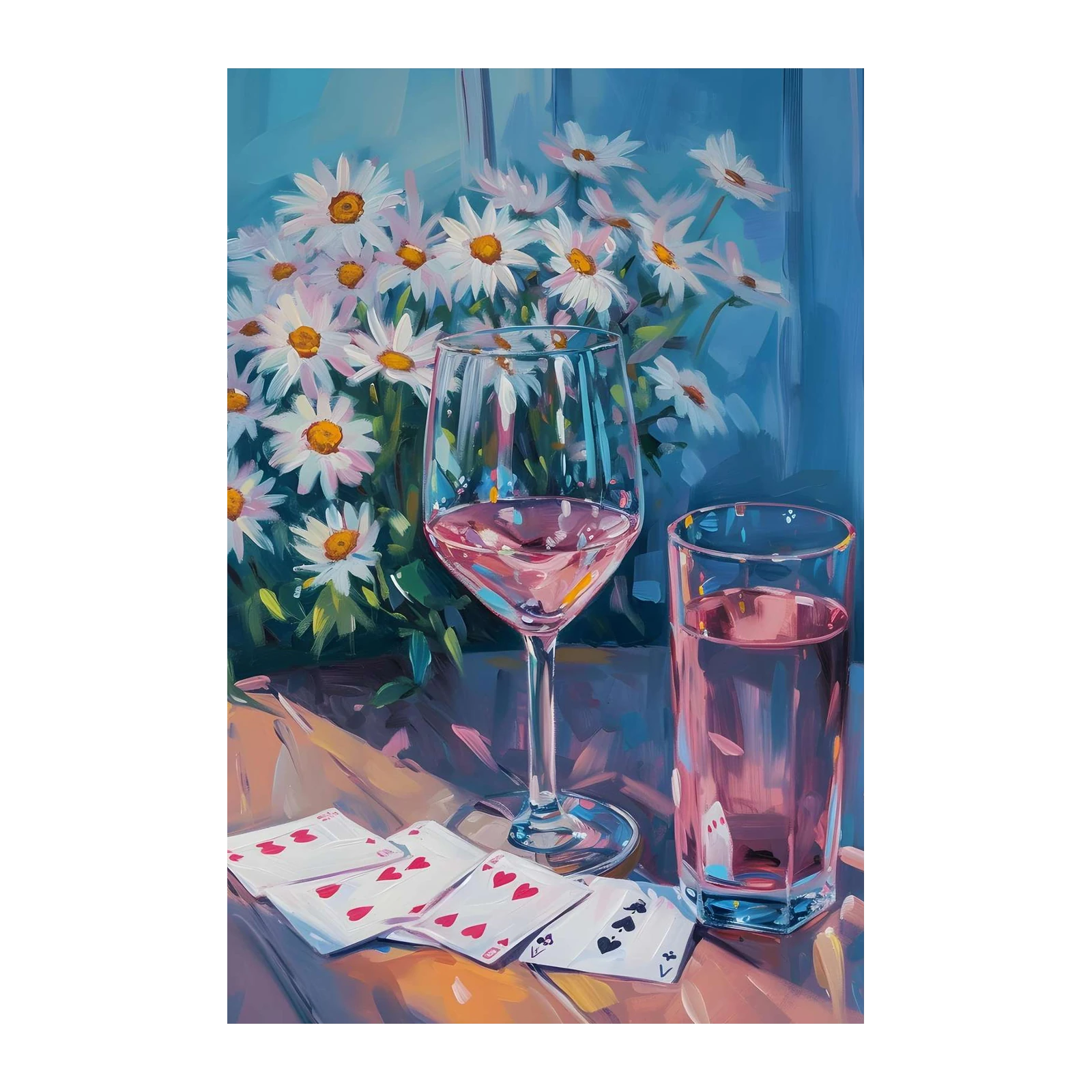 Daisy & Wine Still Life Wall Art