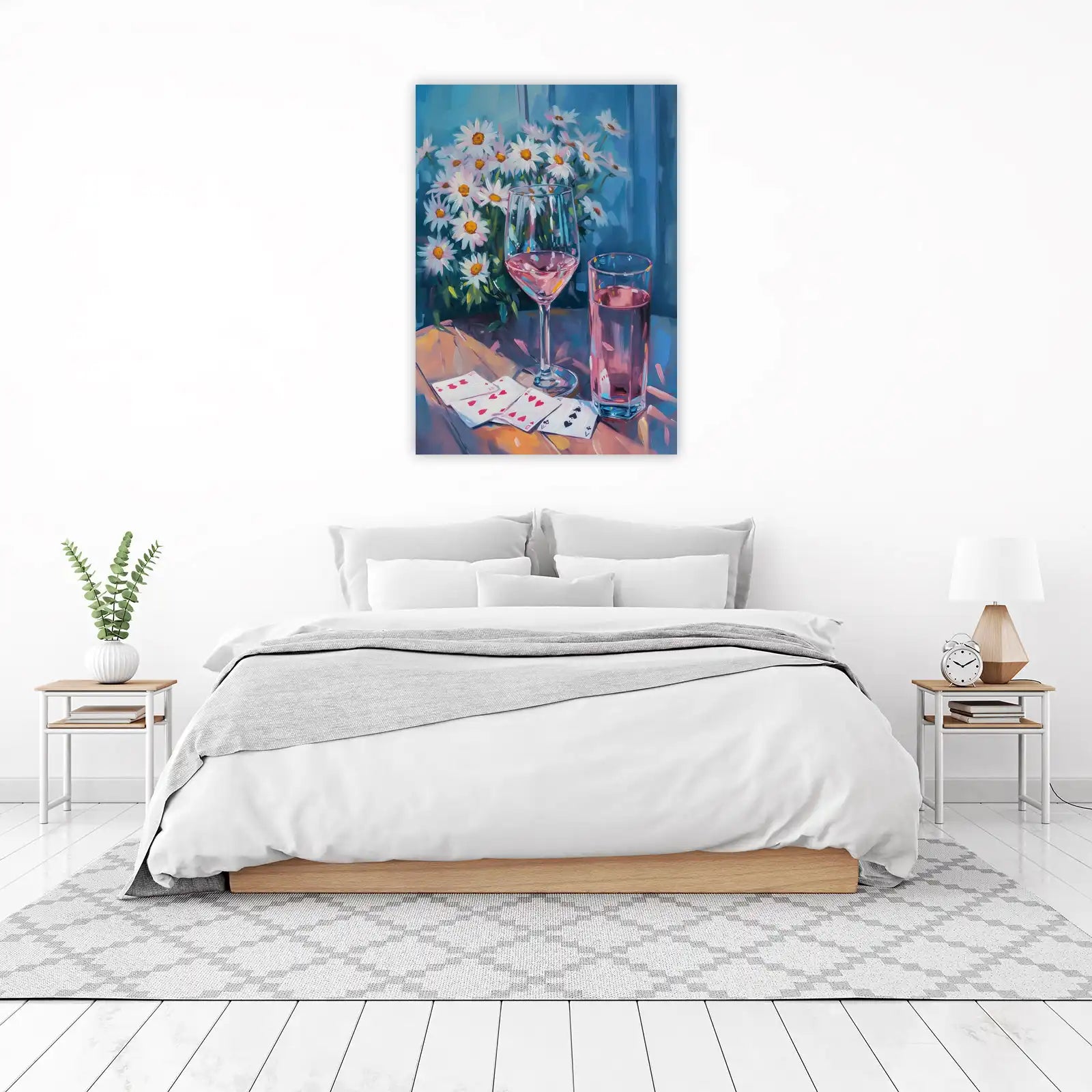 Daisy & Wine Still Life Wall Art