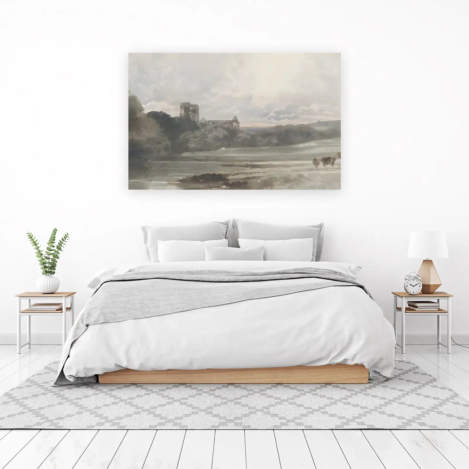 Serene Rural Abbey Landscape Wall Art