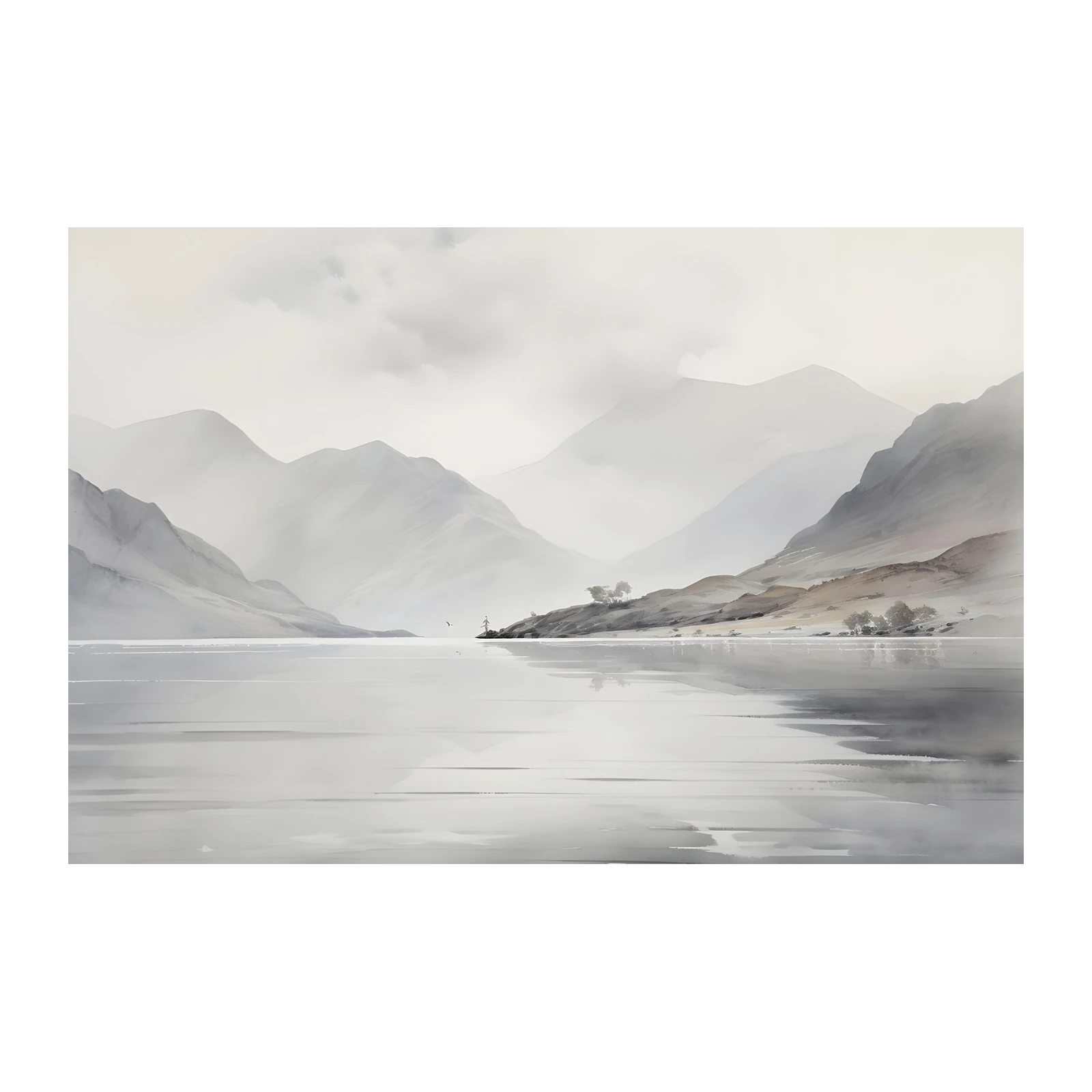 Misty Mountain Lake Serenity Wall Art