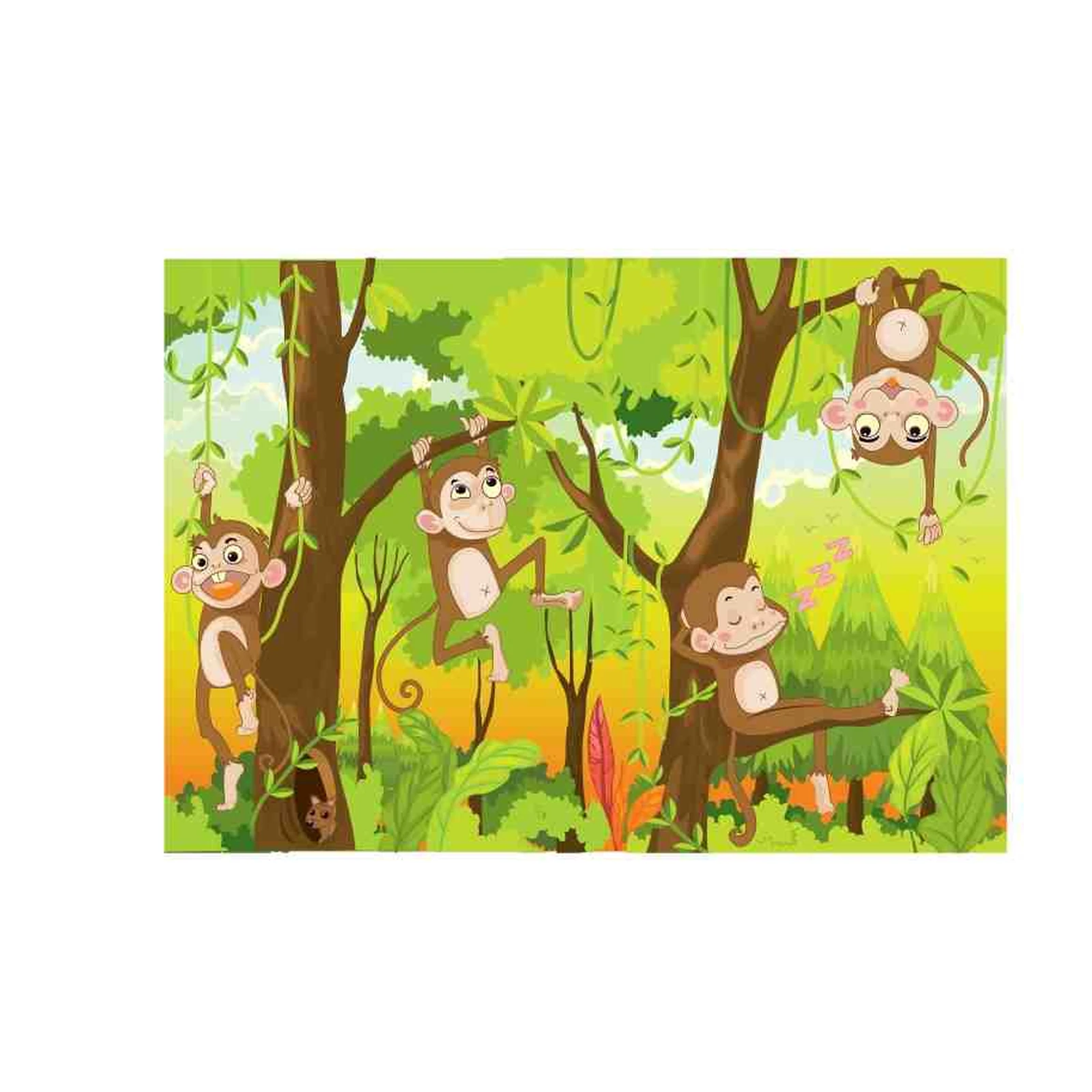 Playful Jungle Monkeys Swinging Wall Art