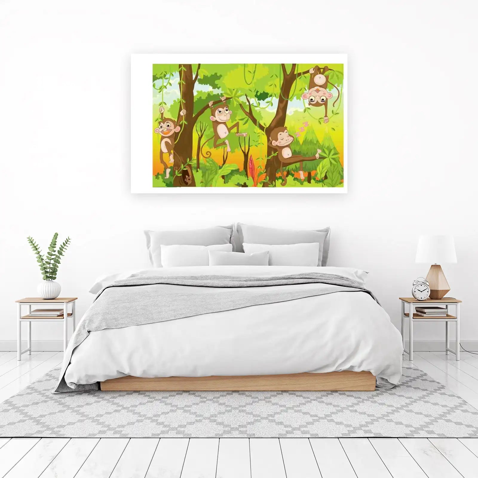 Playful Jungle Monkeys Swinging Wall Art