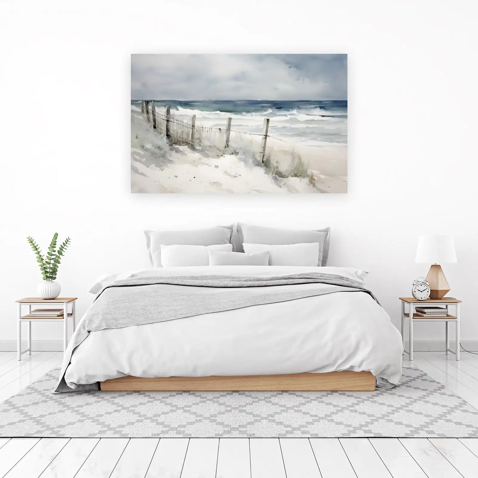 Serene Beach Fence Watercolor Wall Art