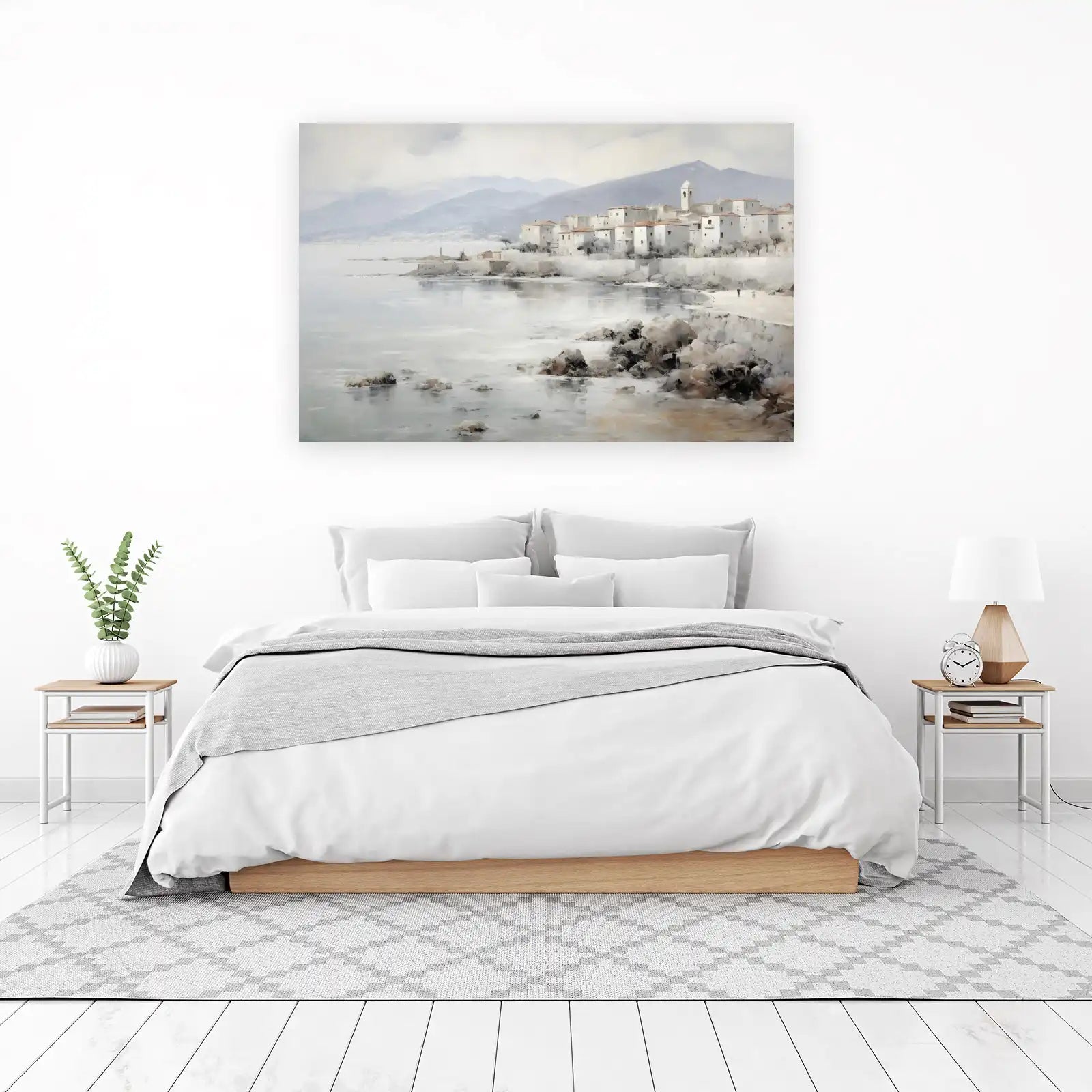 Serene Coastal Village Tranquil Seaside Wall Art