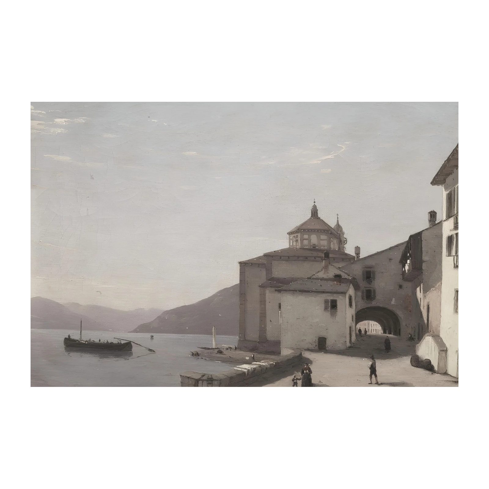 Serene Lakeside Italian Village Wall Art