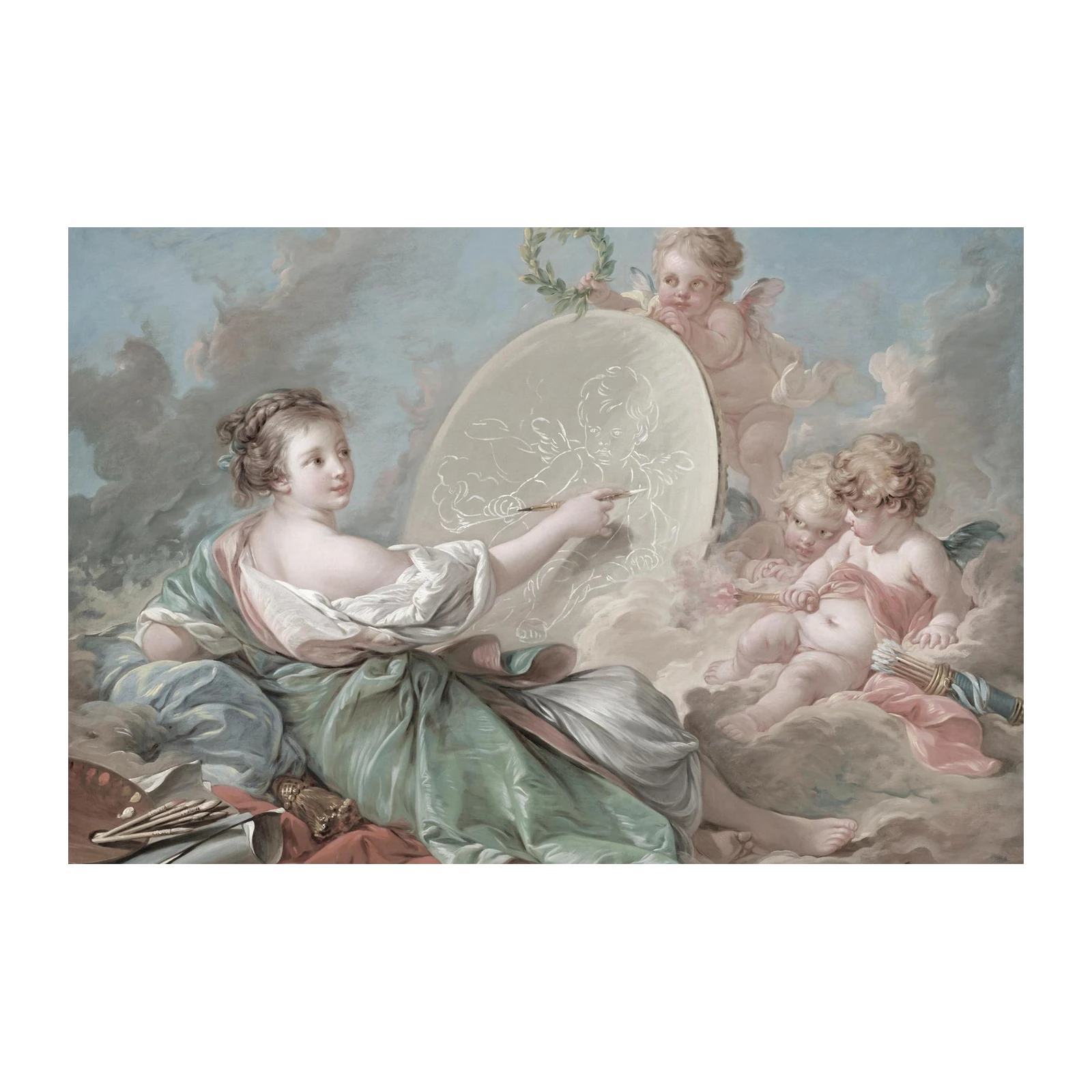 Allegory of Painting Cherub & Muse Wall Art