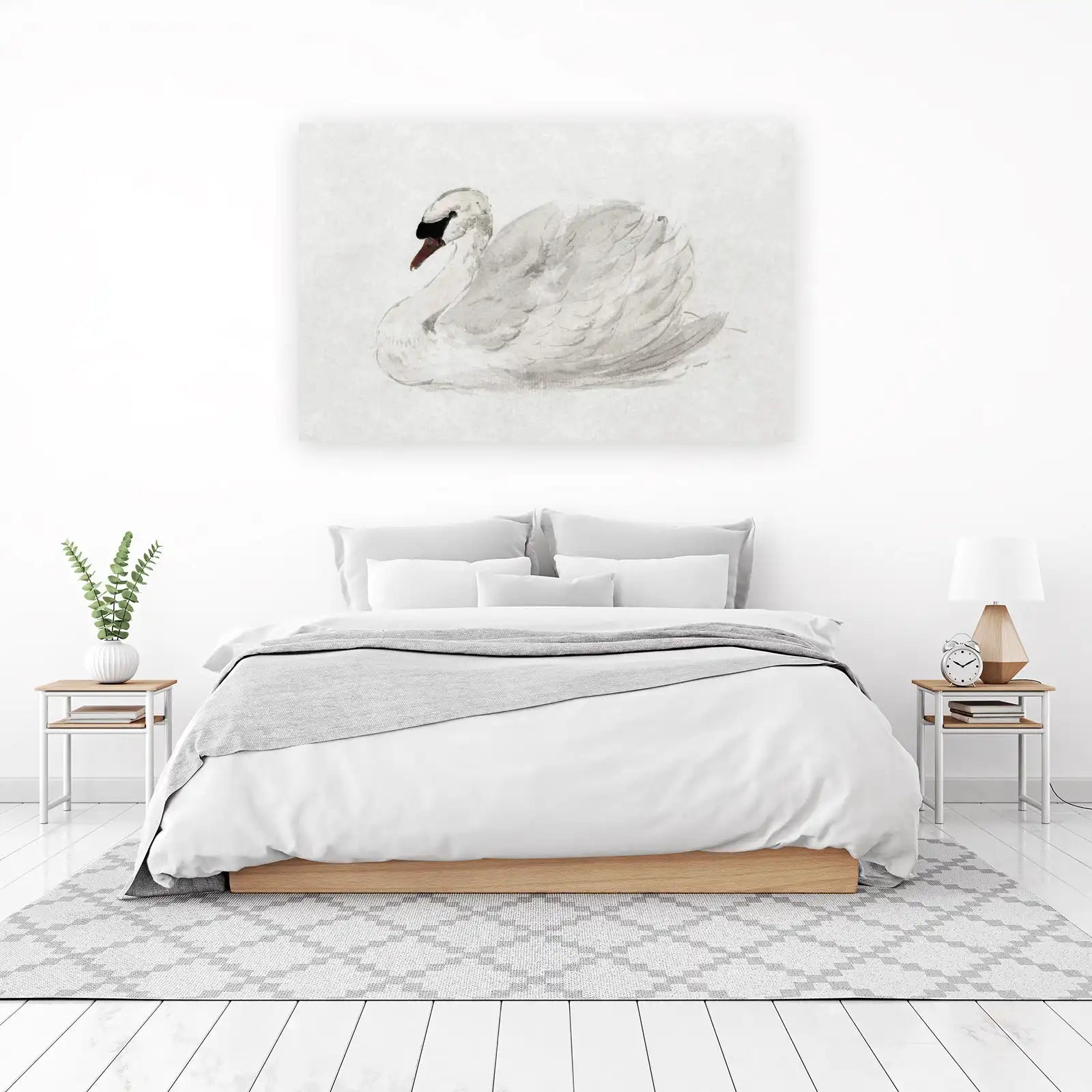 Serene Swan Watercolor Wall Art