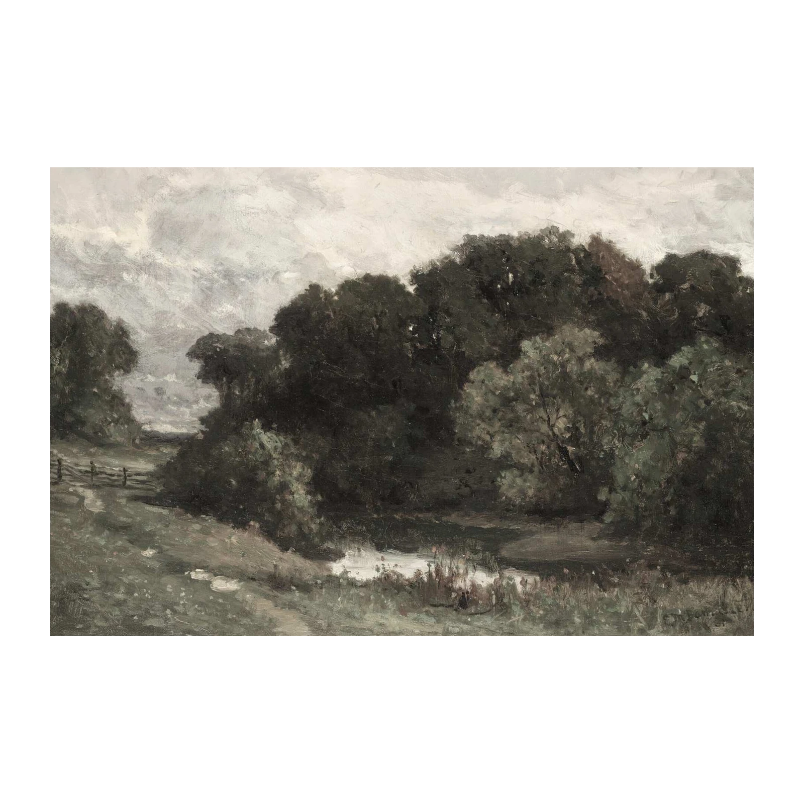 Serene Countryside Landscape Oil Painting Wall Art