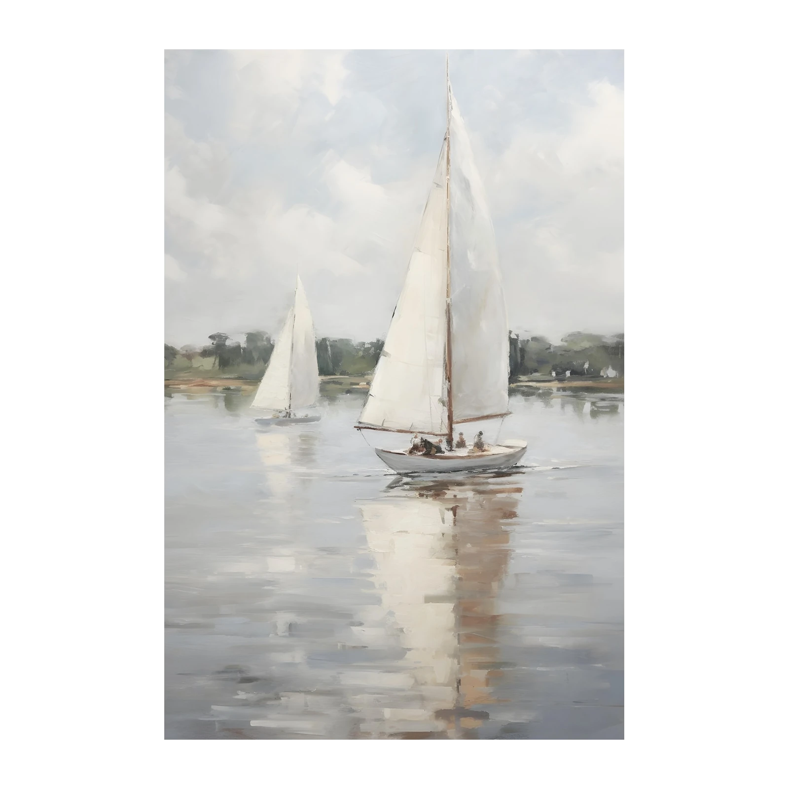 Serene Sailboats Coastal Scene Wall Art