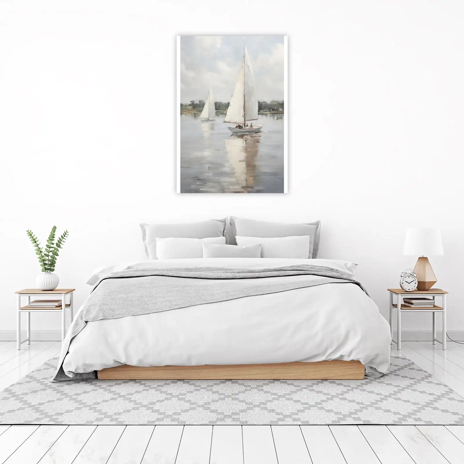 Serene Sailboats Coastal Scene Wall Art