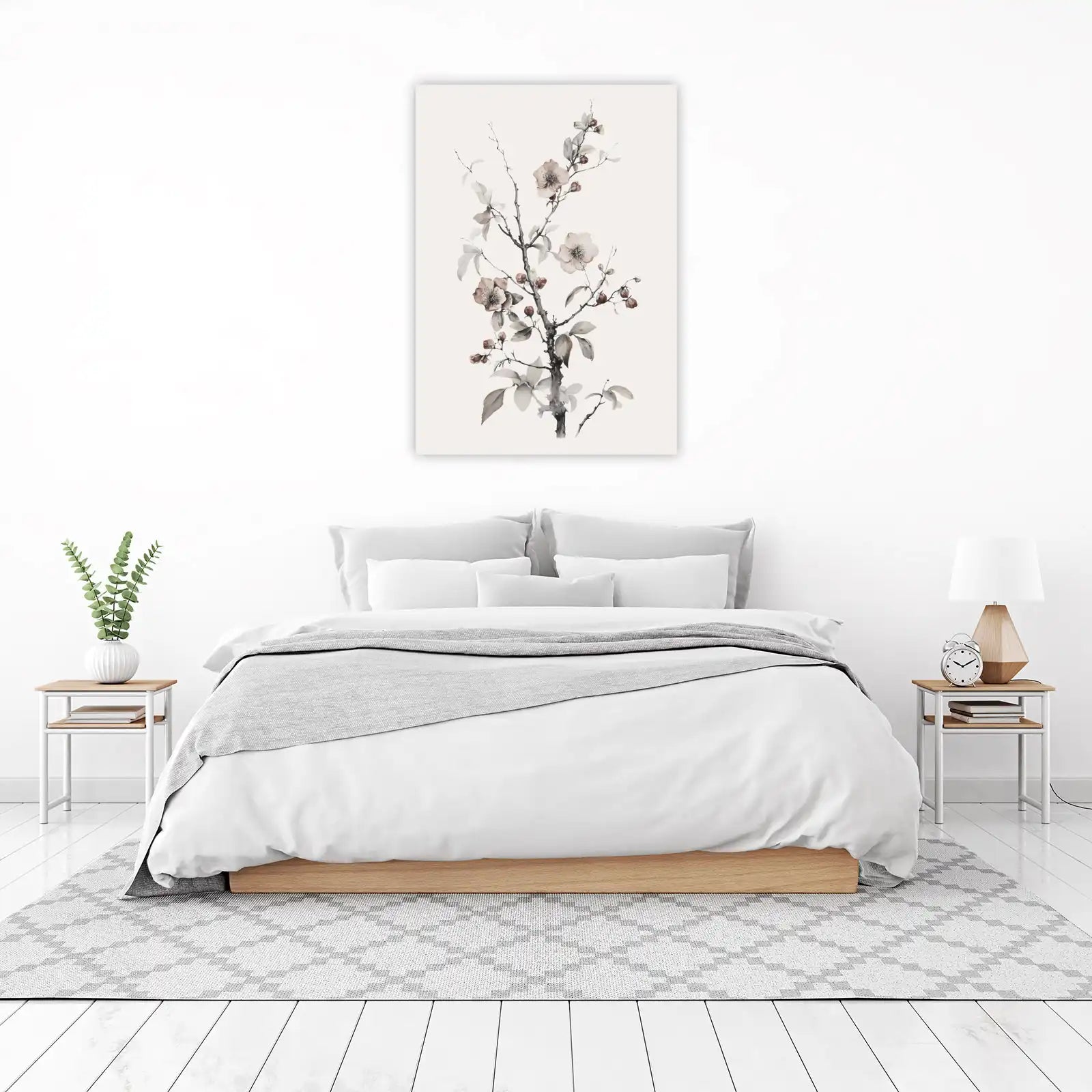 Elegant Floral Branch Watercolor Wall Art