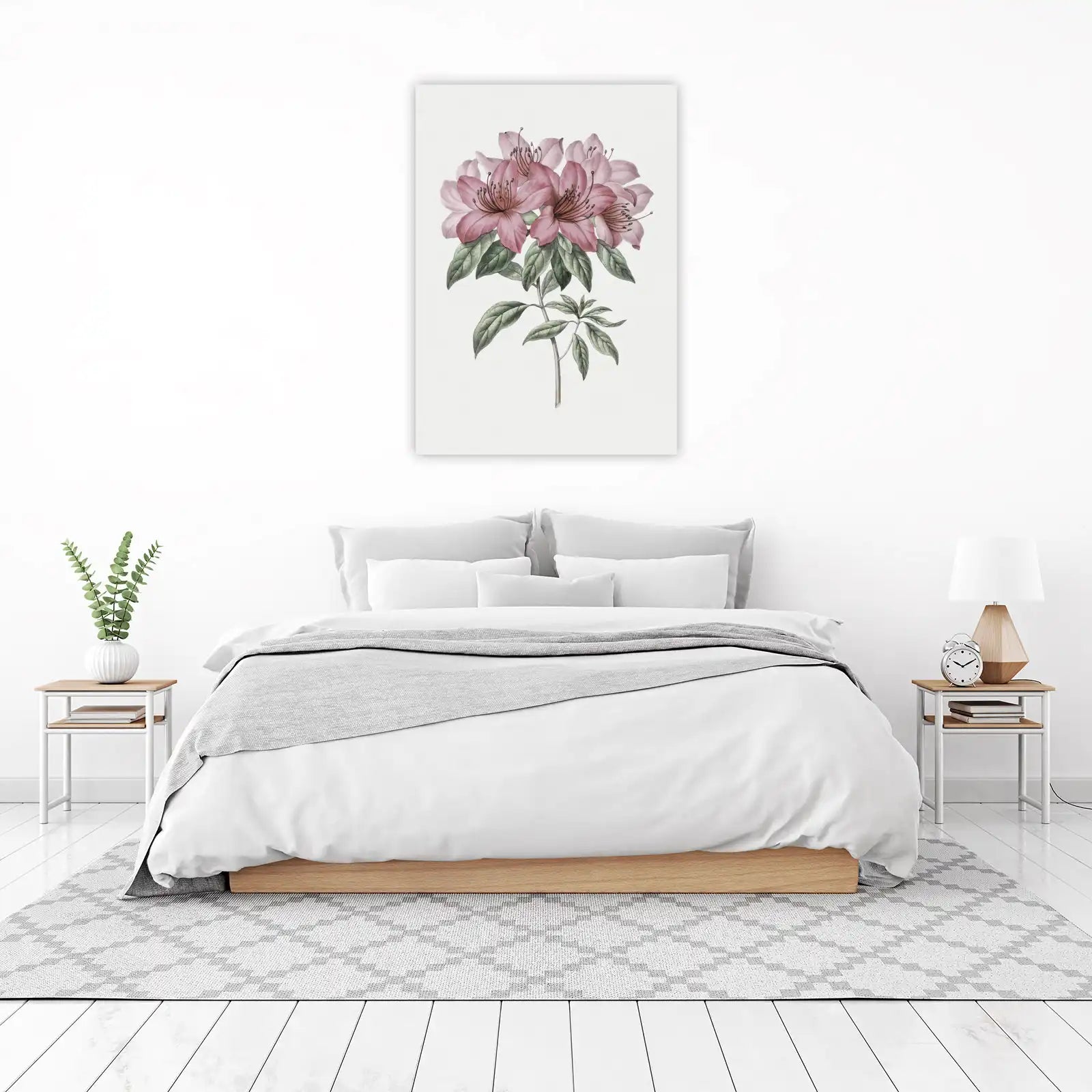 Elegant Pink Rhododendron Botanical Wall Art