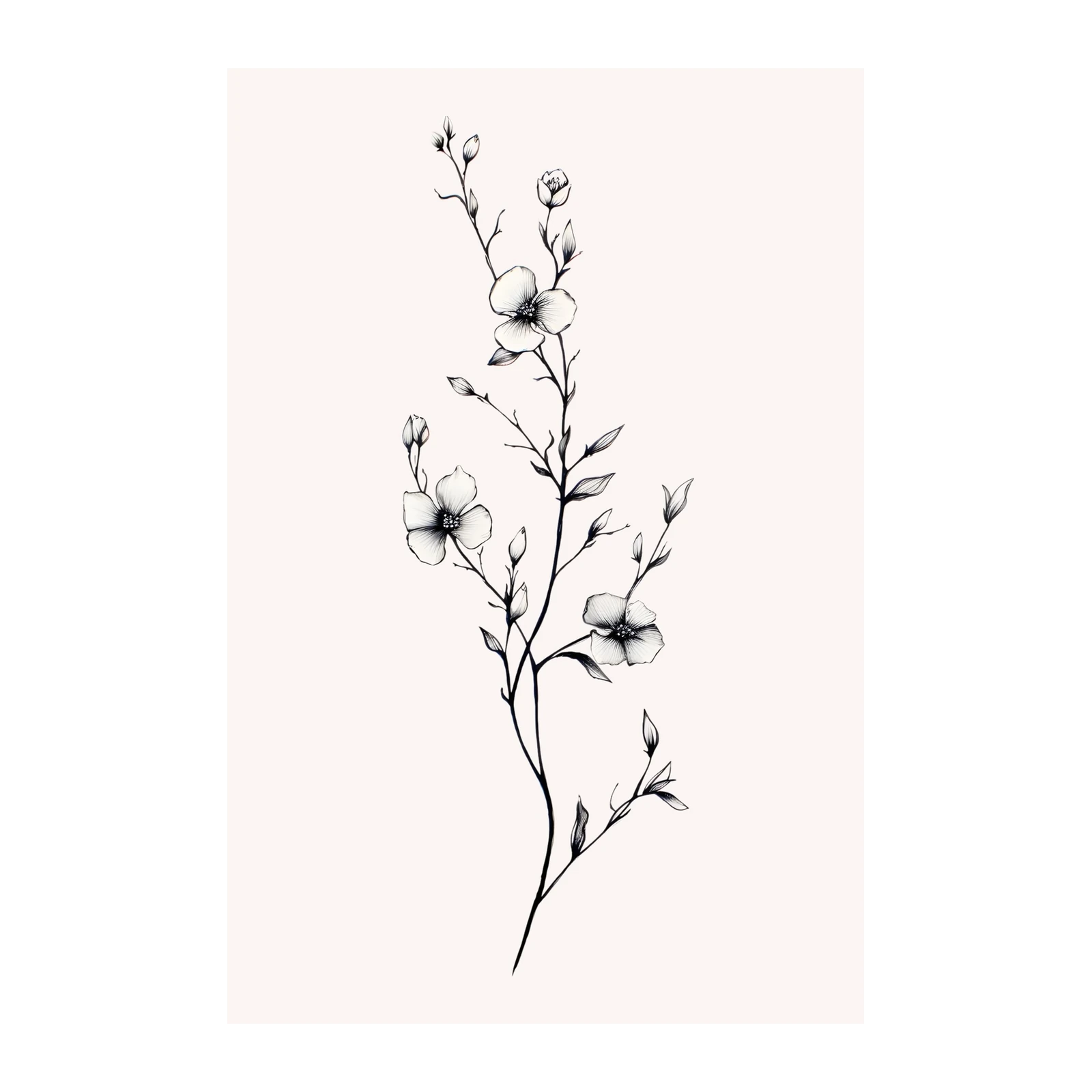 Elegant Floral Sketch Linen Wall Art