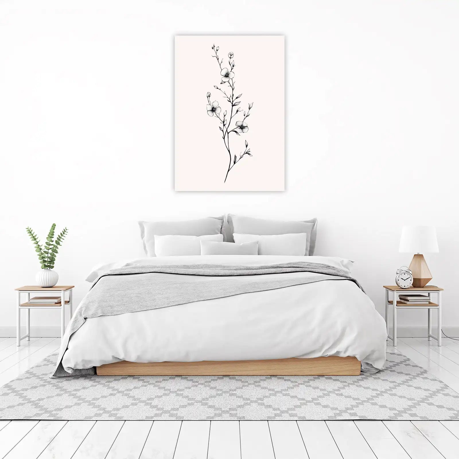 Elegant Floral Sketch Linen Wall Art