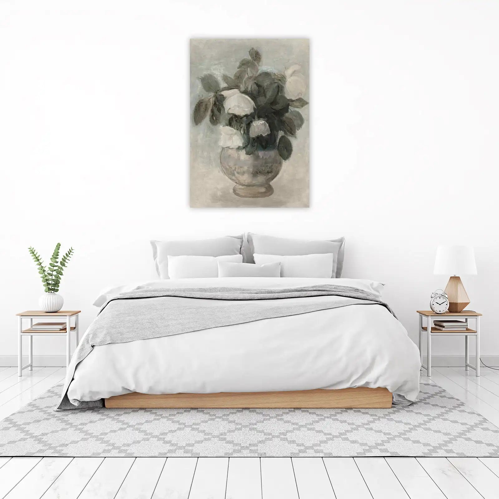 Vintage White Roses Still Life Wall Art