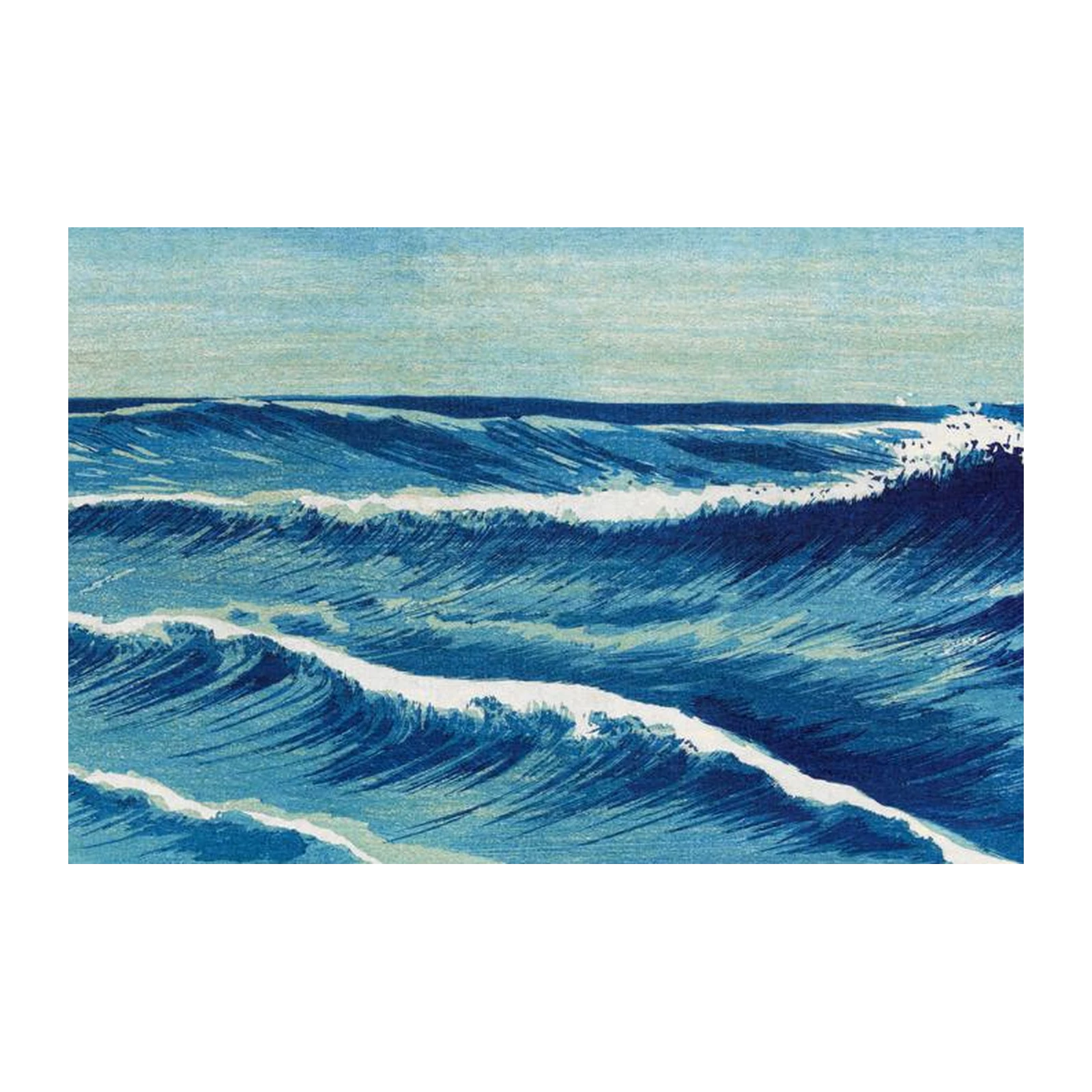 Serene Ocean Waves Japanese Art Wall Art