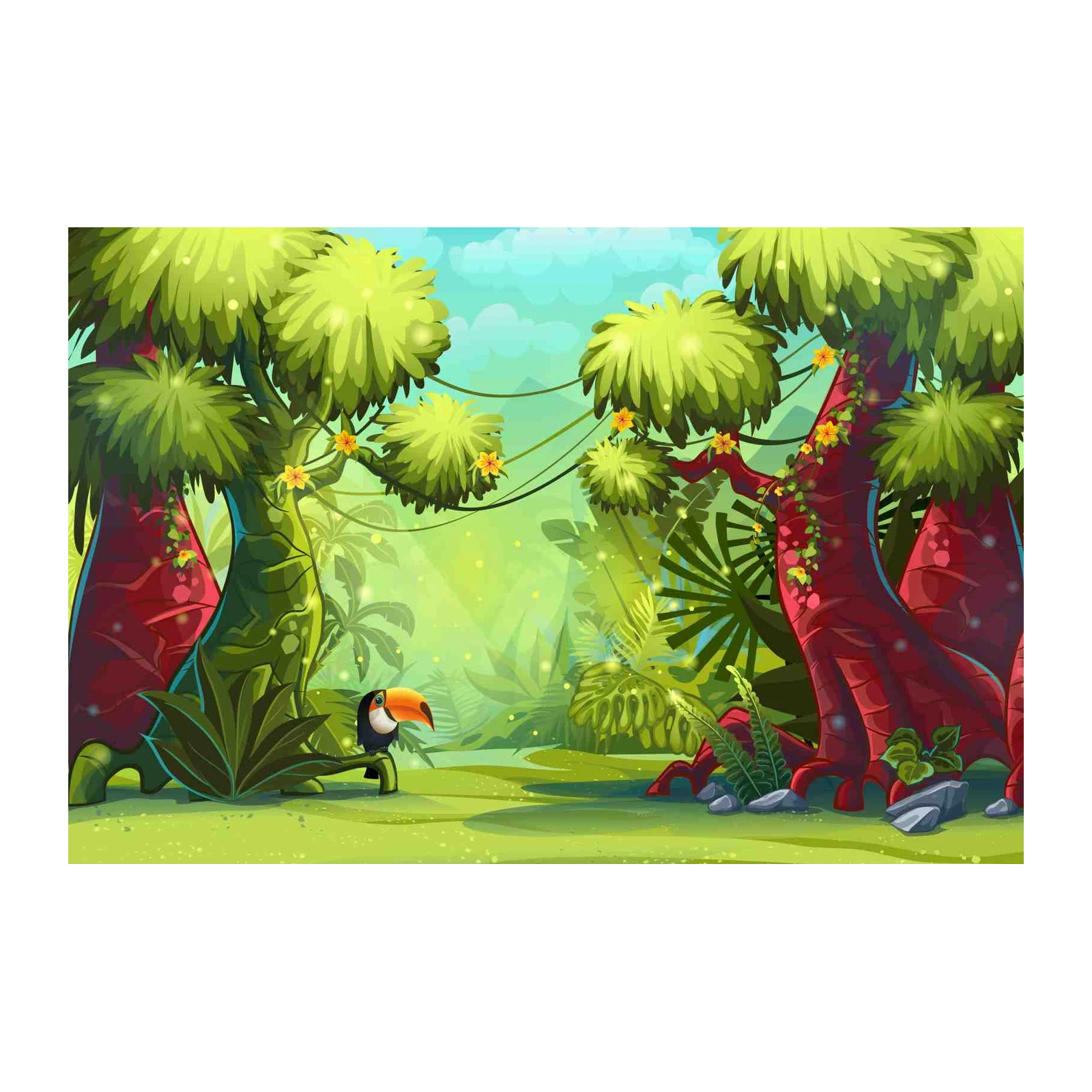 Vibrant Jungle Toucan & Lush Trees Wall Art