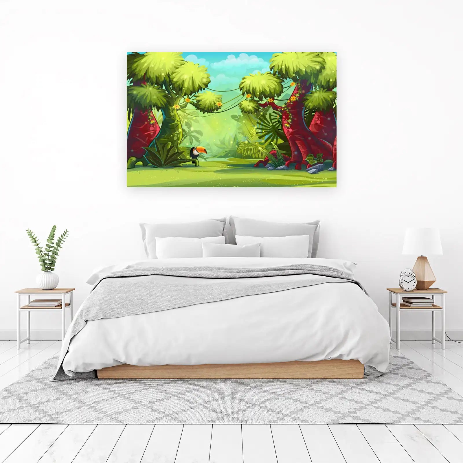 Vibrant Jungle Toucan & Lush Trees Wall Art