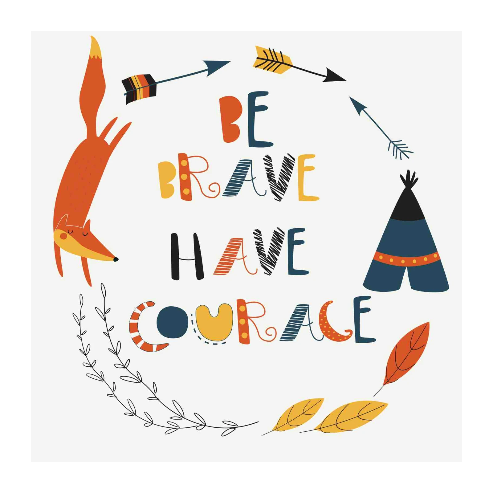 Inspirational Boho Fox & Arrows Wall Art