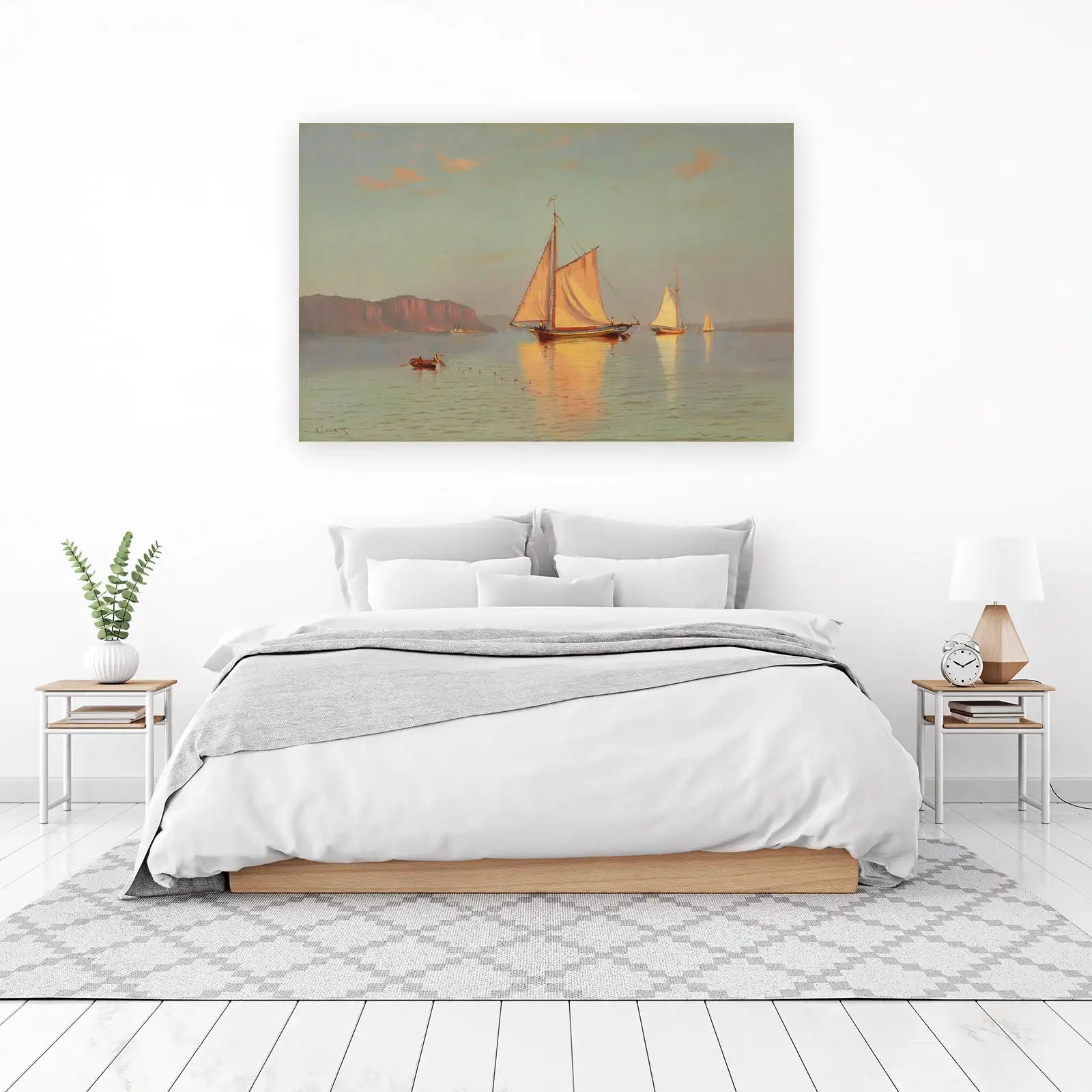 Coastal Serenity Sailboat Landscape Wall Art