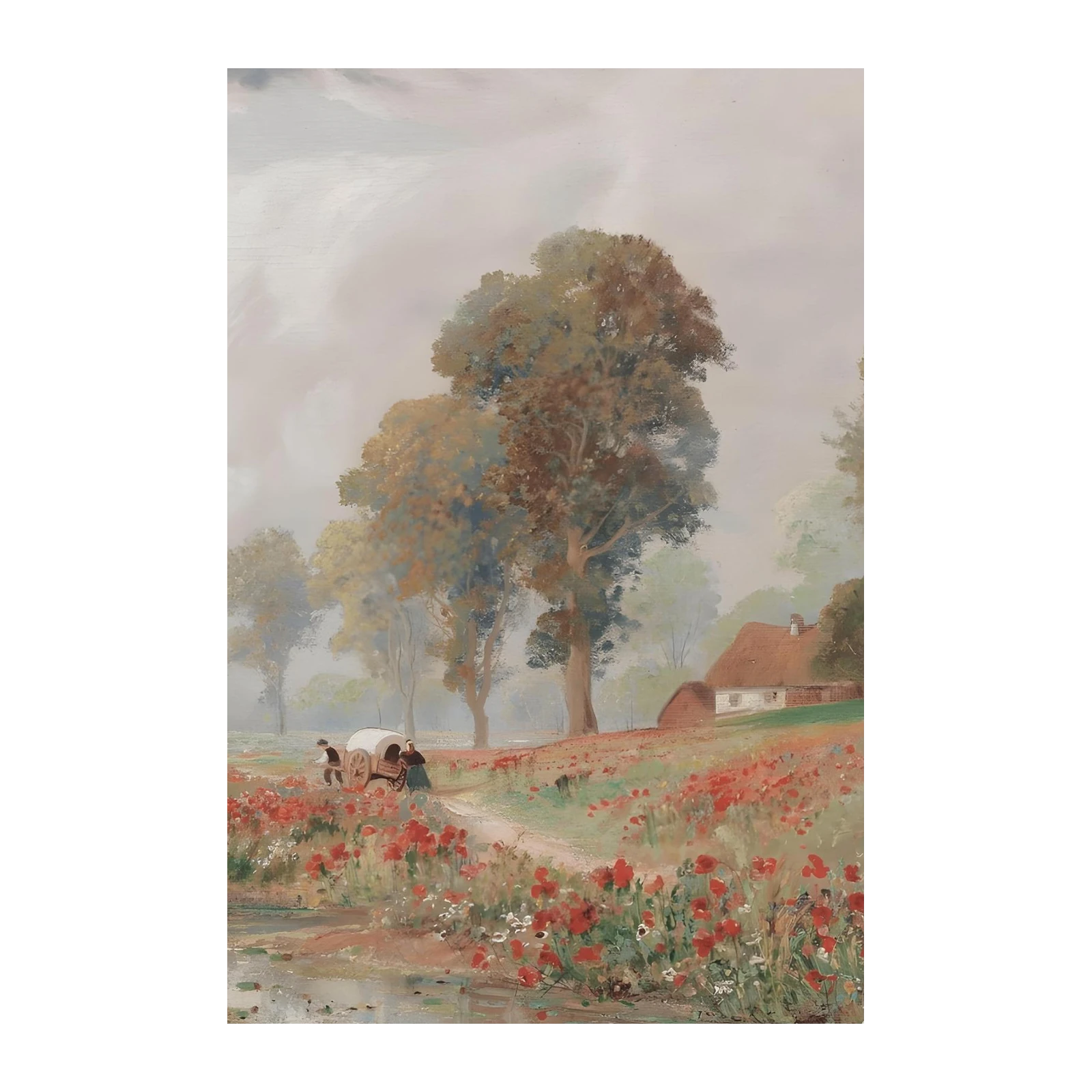 Pastoral Poppy Field Wagon Journey Wall Art