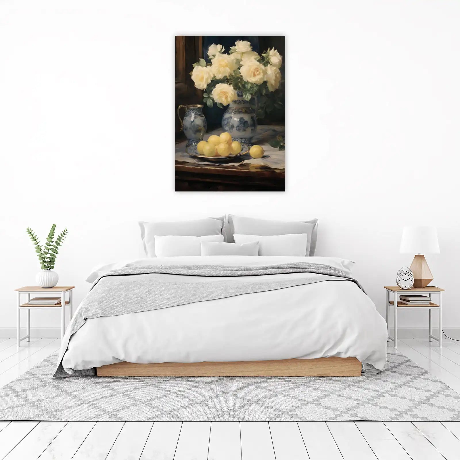 Elegant Roses & Lemons Still Life Wall Art