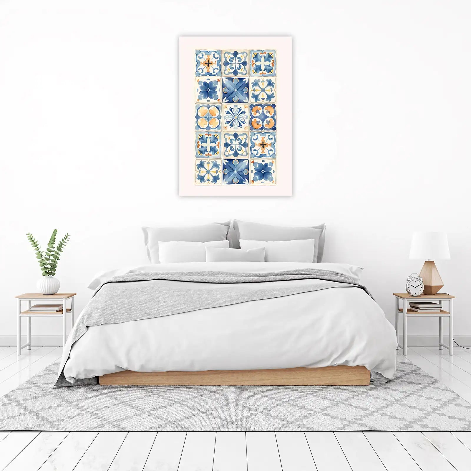 Elegant Blue Moroccan Tile Art Wall Art