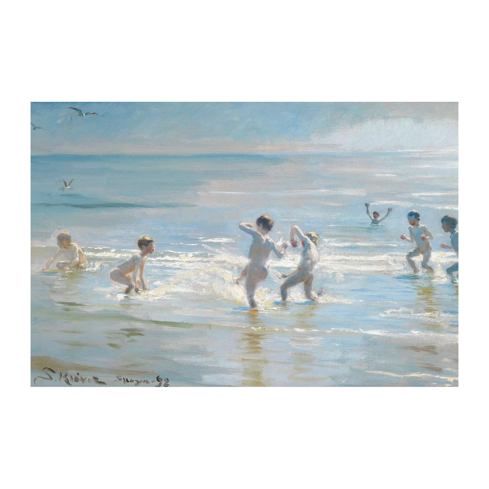 Joyful Children Beach Scene Wall Art