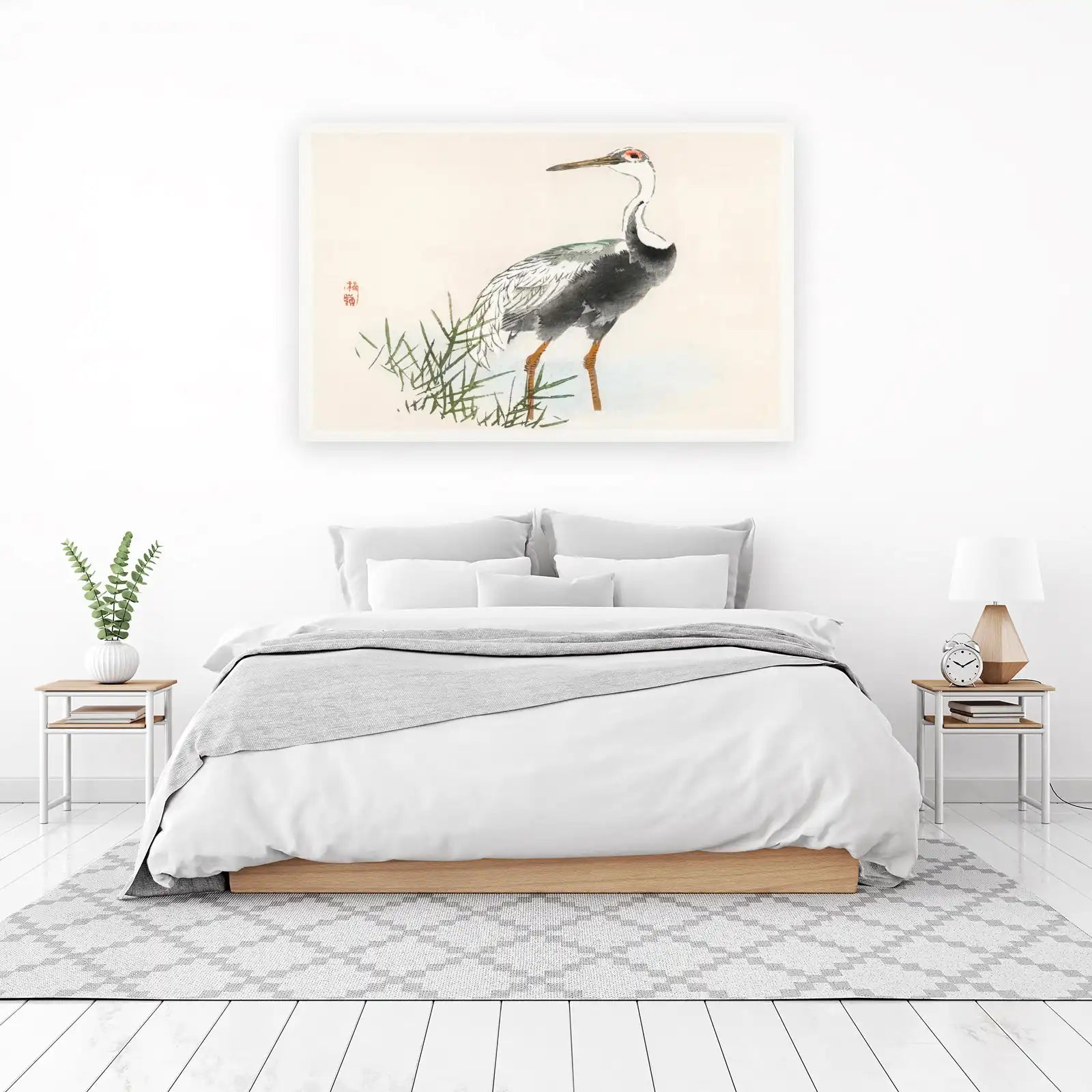 Elegant Crane Japanese Art Wall Art