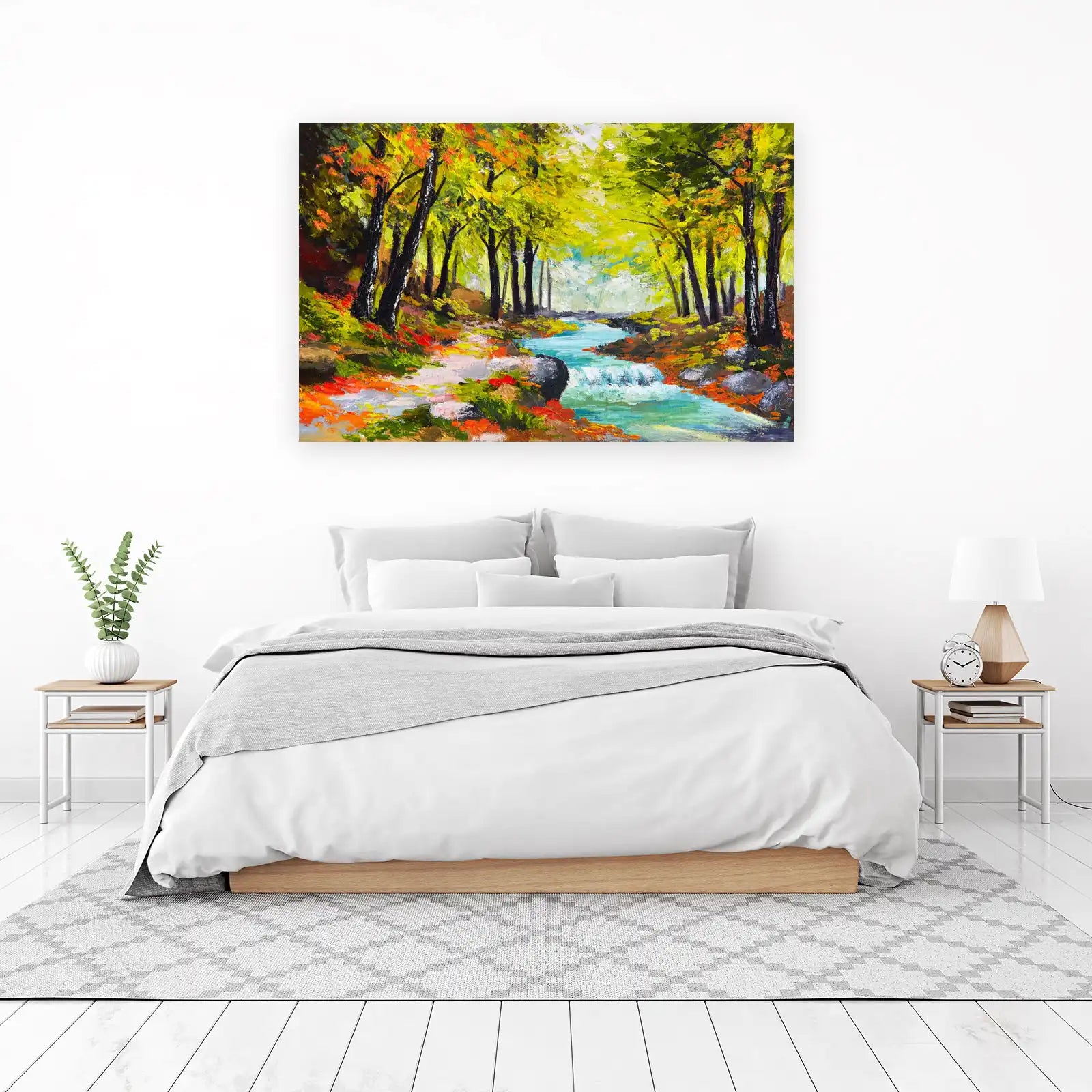 Vibrant Forest Stream Landscape Wall Art