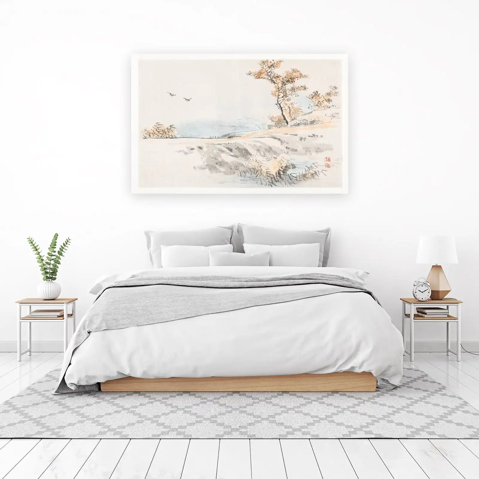 Serene Autumn Landscape with Birds Wall Art