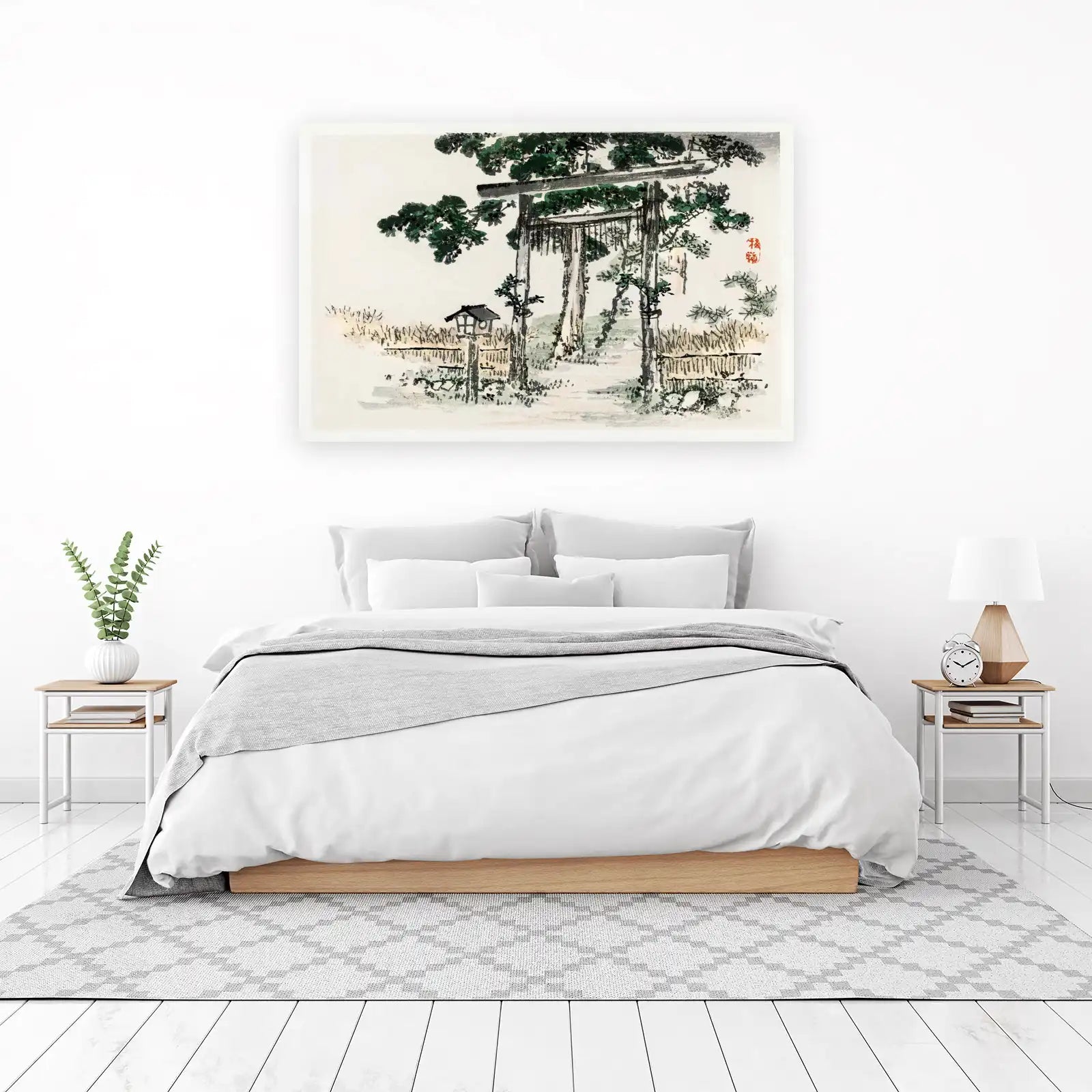Serene Japanese Torii Gate & Lantern Wall Art