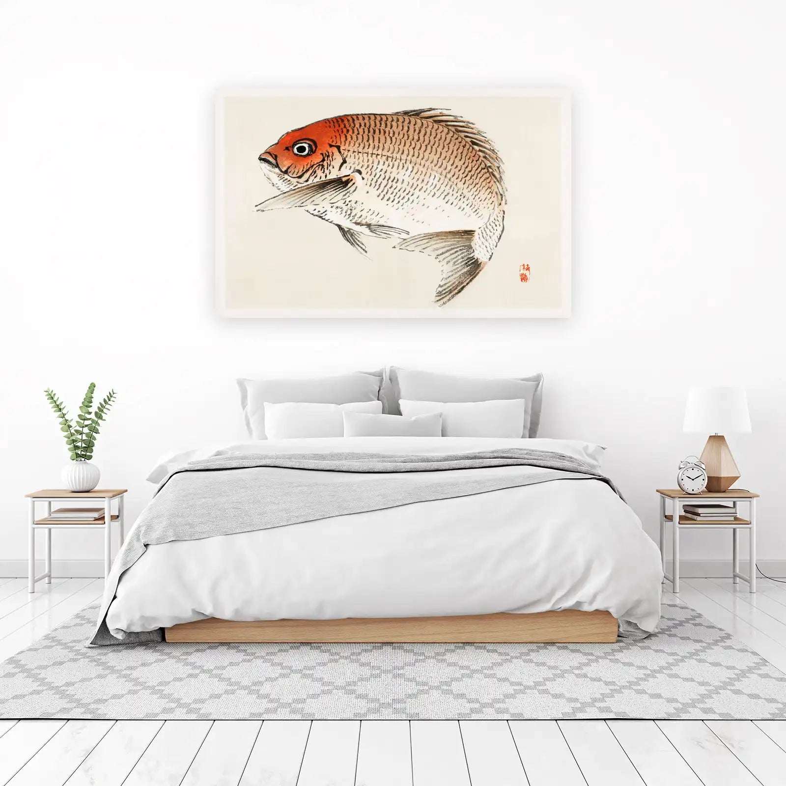 Vibrant Red Fish Japanese Art Wall Art