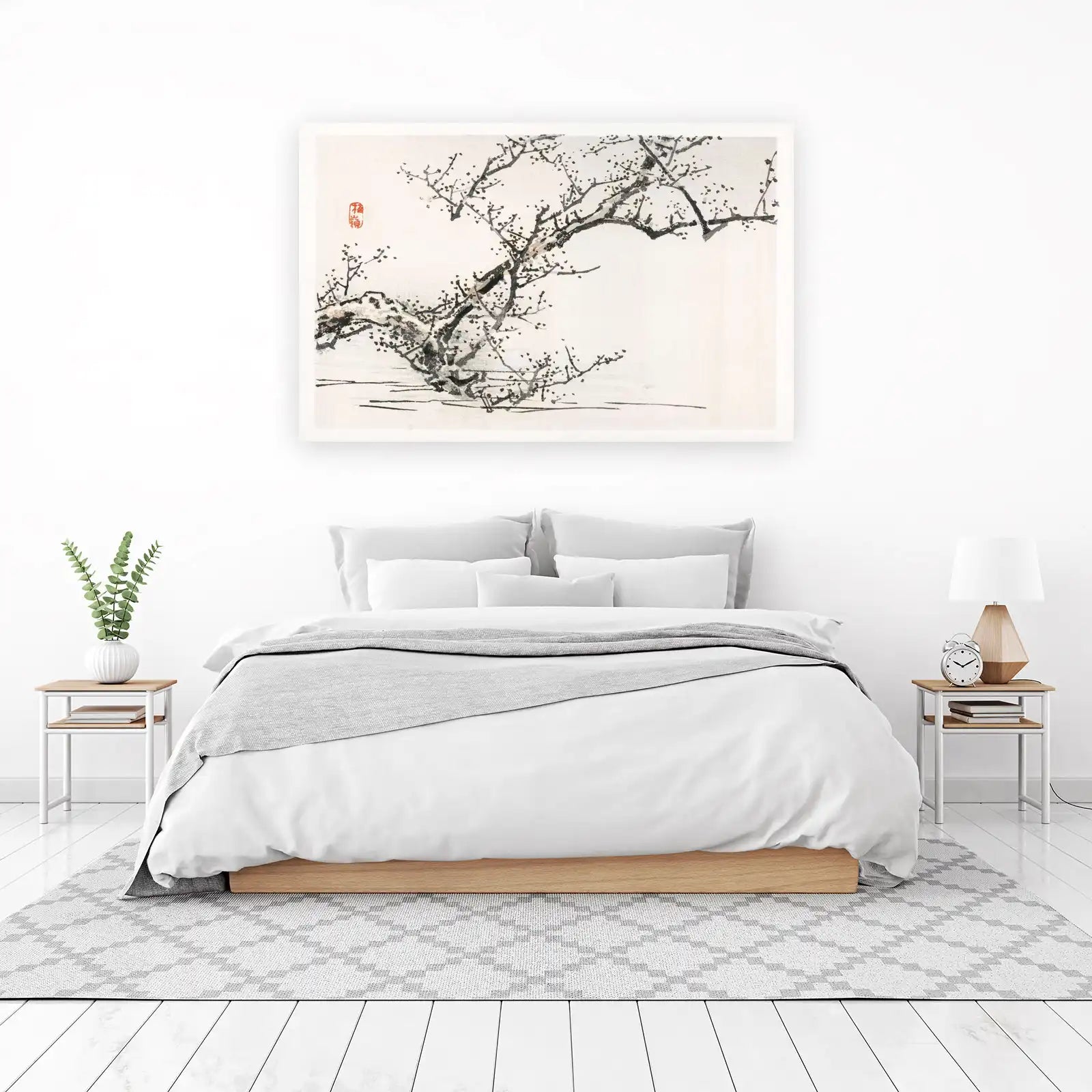 Elegant Blossom Branch Japanese Art Wall Art