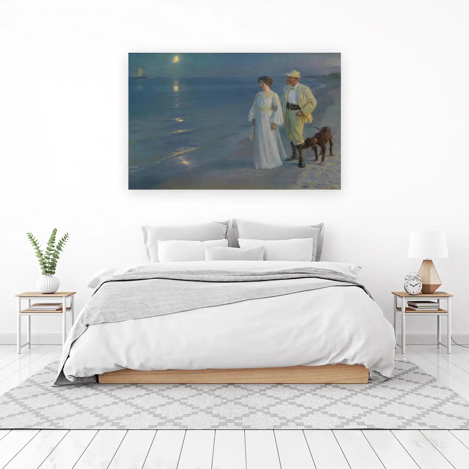Moonlit Serenity Couple Beach Scene Wall Art
