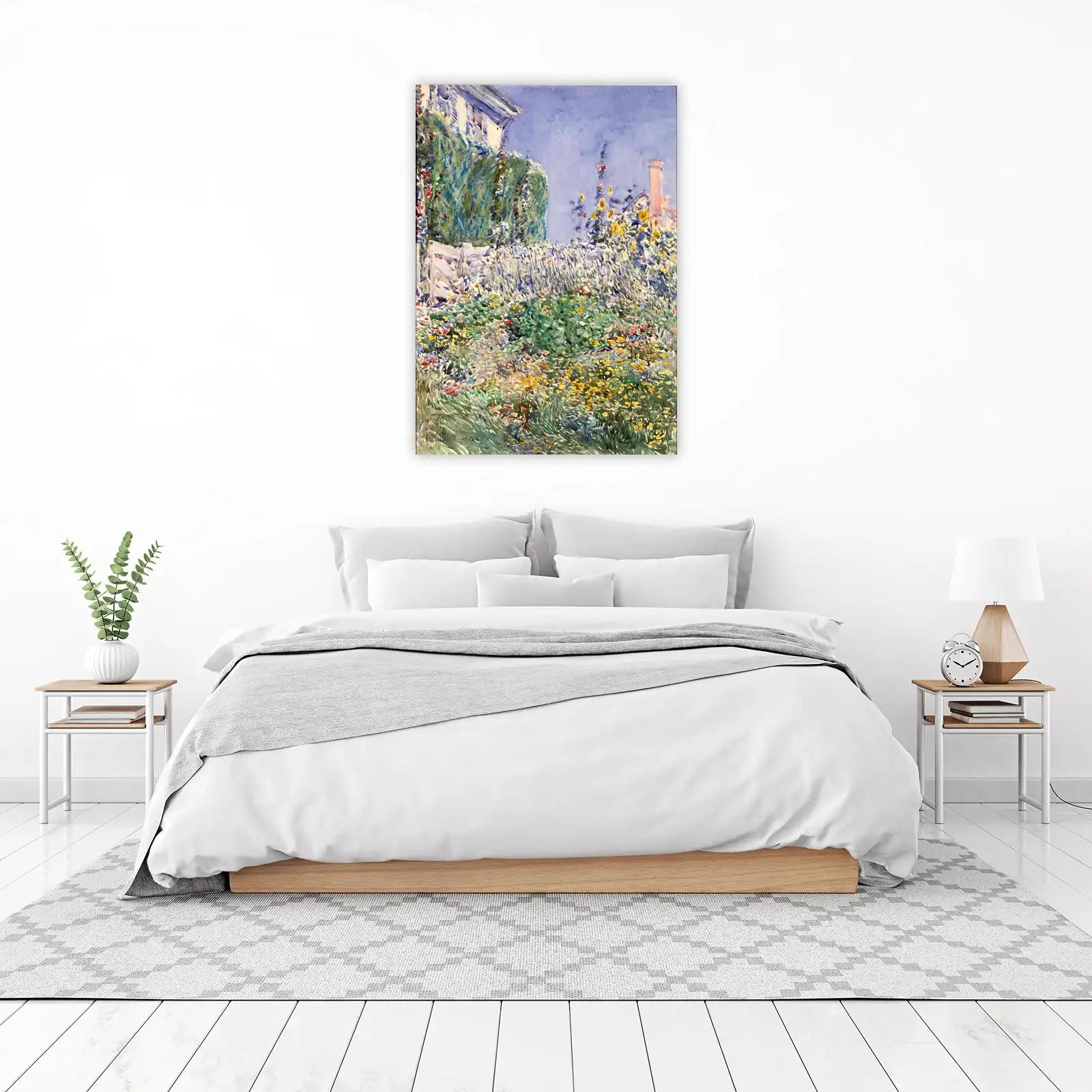 Vibrant Garden Landscape Watercolor Wall Art
