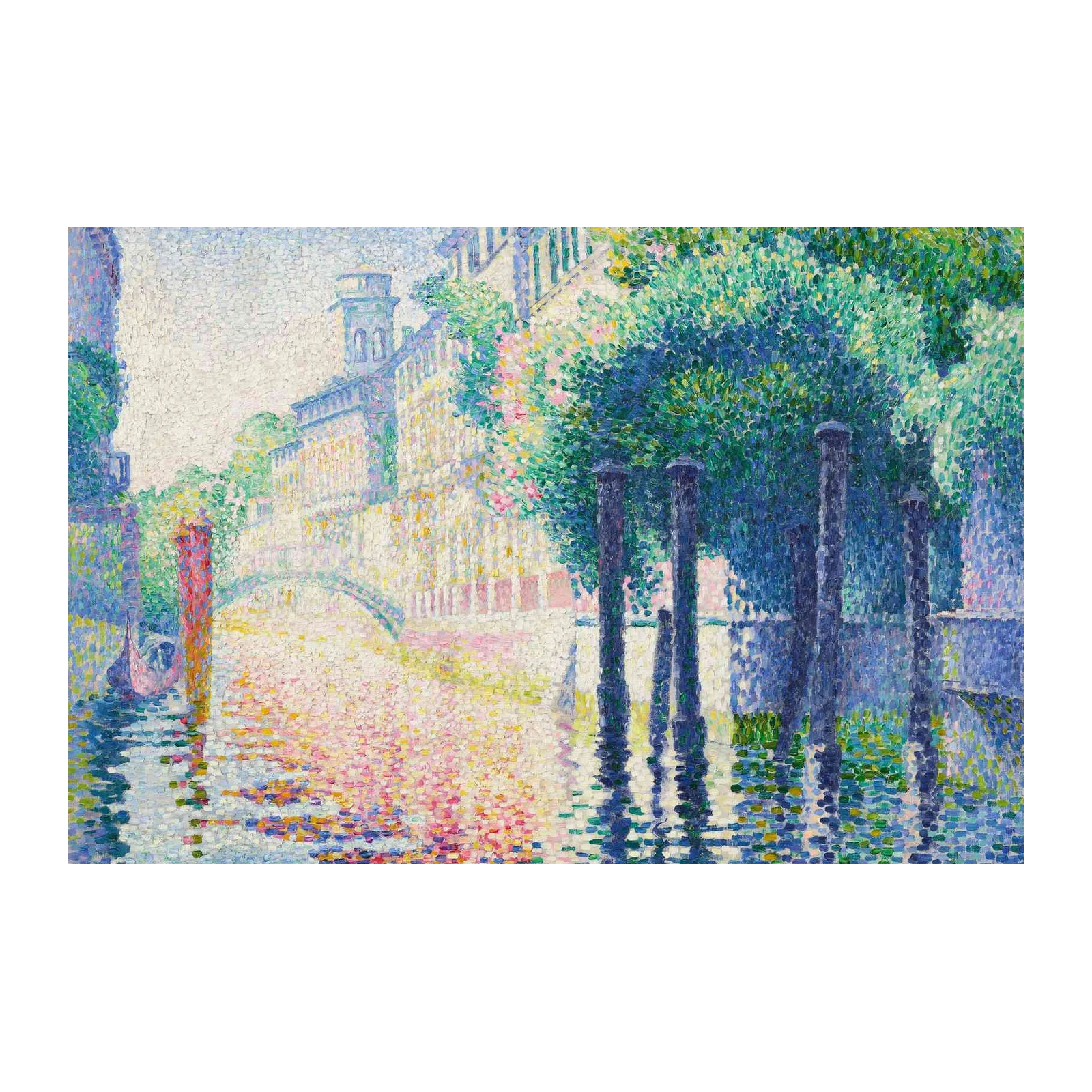 Venetian Canal Pointillism Wall Art