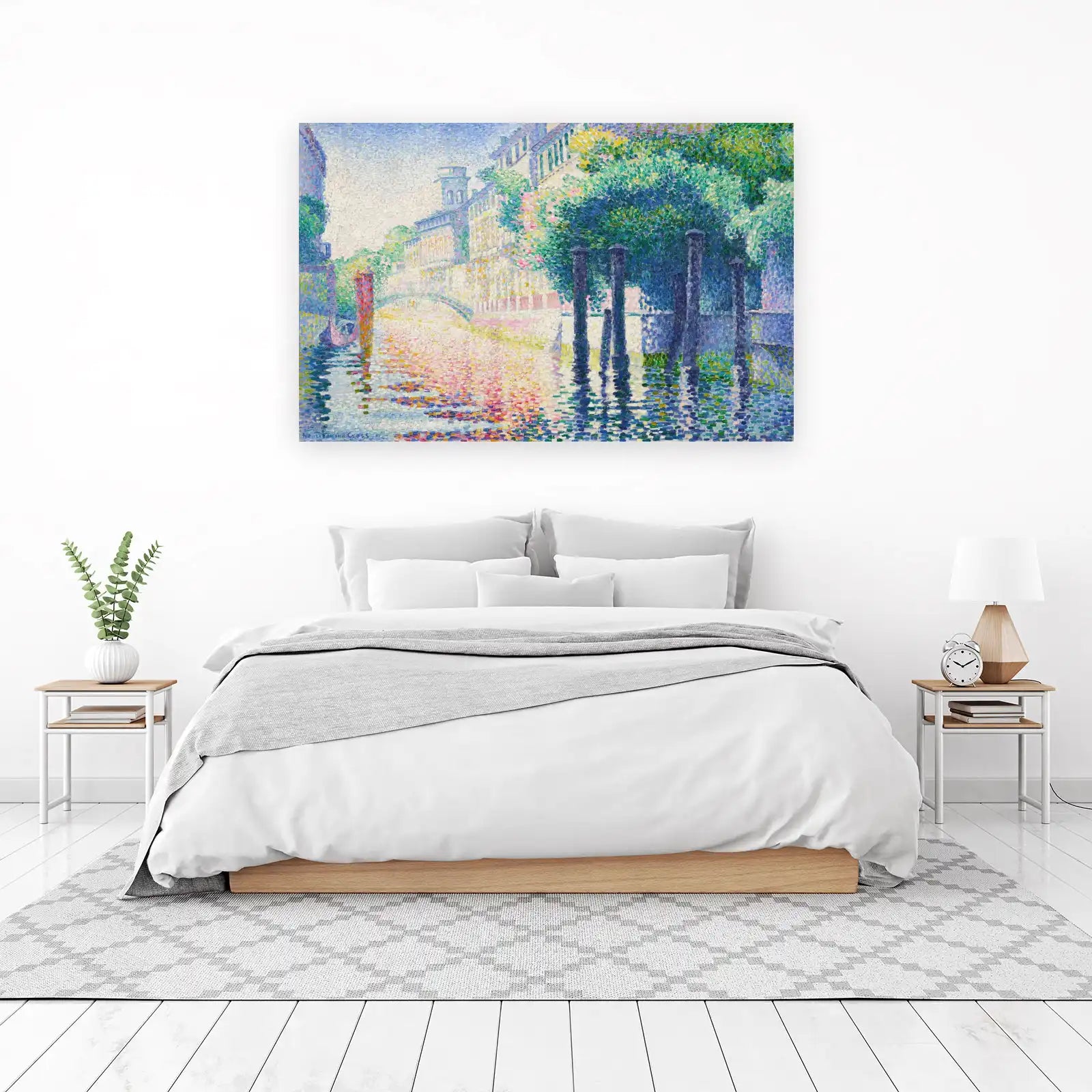 Venetian Canal Pointillism Wall Art