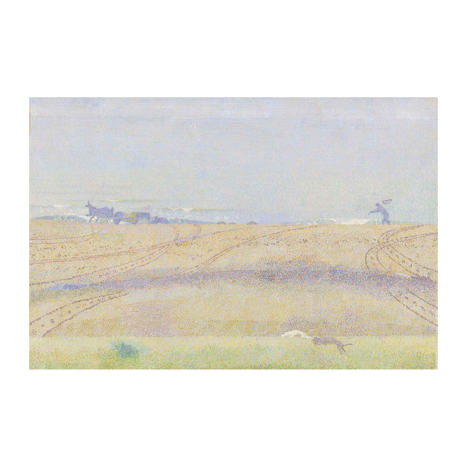 Serene Field Landscape with Dog Wall Art