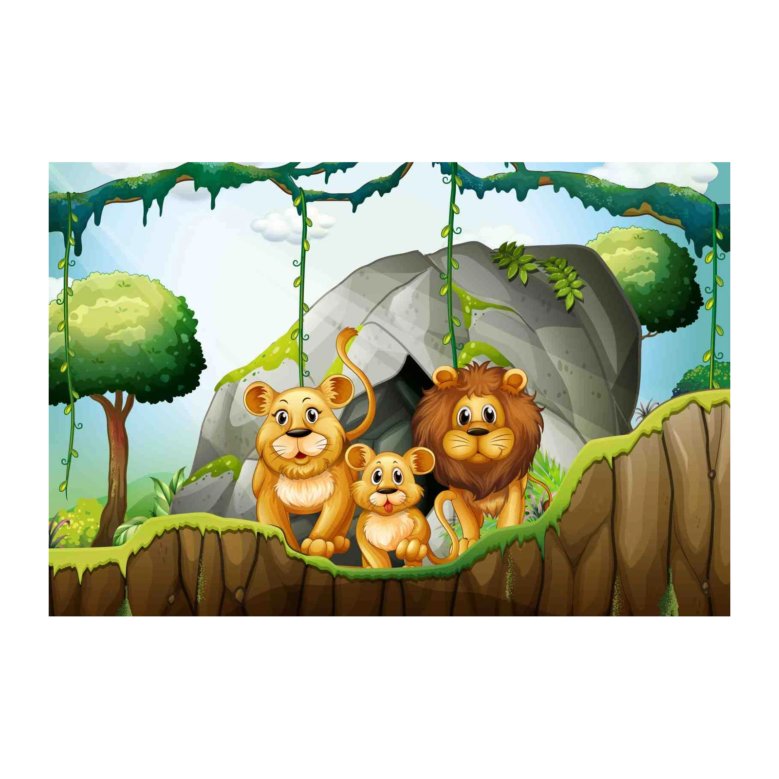 Cute Lion Family Safari Adventure Wall Art