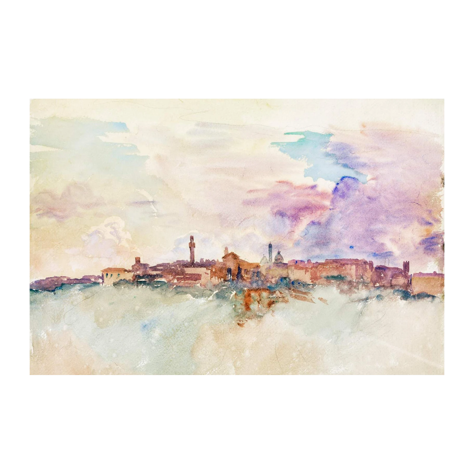 Dreamy Skyline Watercolor Wall Art