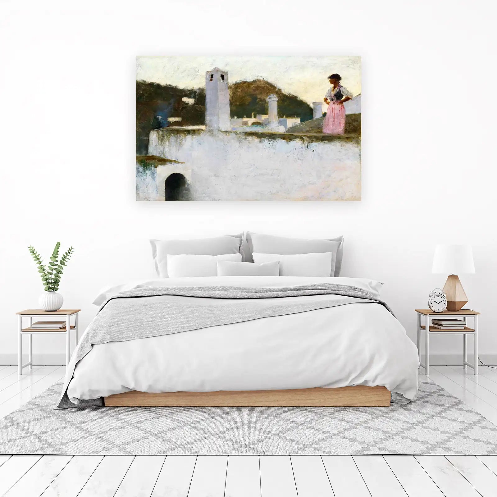 Serene Mediterranean Woman & Architecture Wall Art