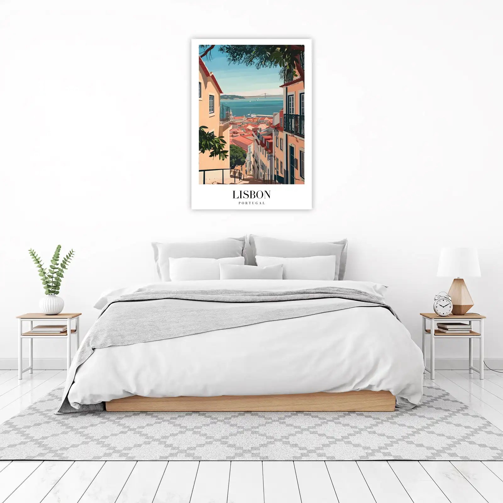 Lisbon Cityscape Vintage Travel Wall Art