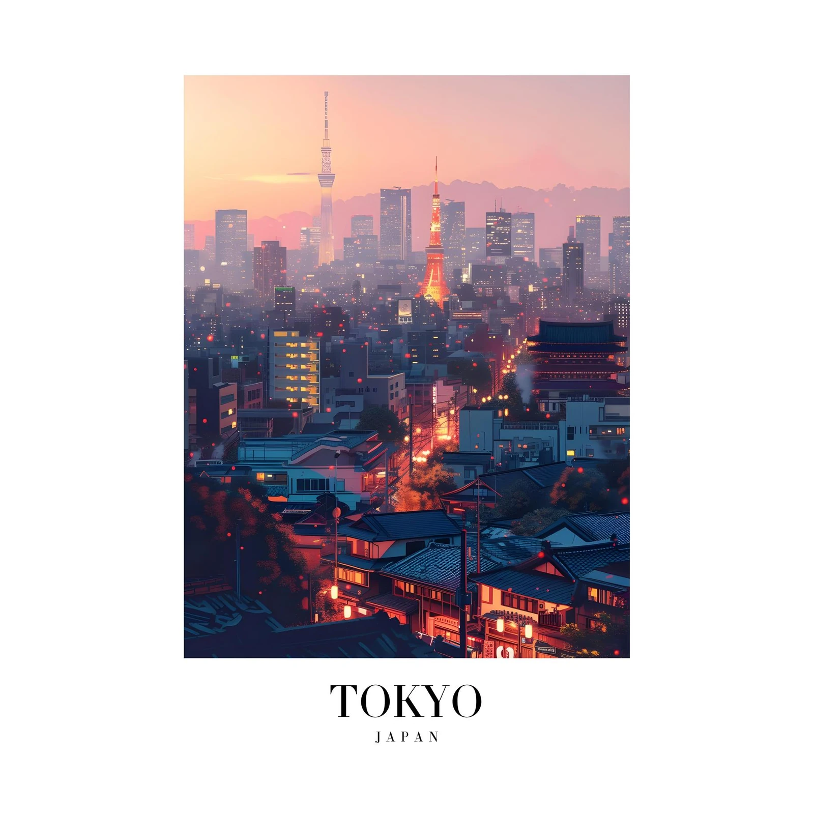 Vibrant Tokyo Skyline at Dusk Wall Art